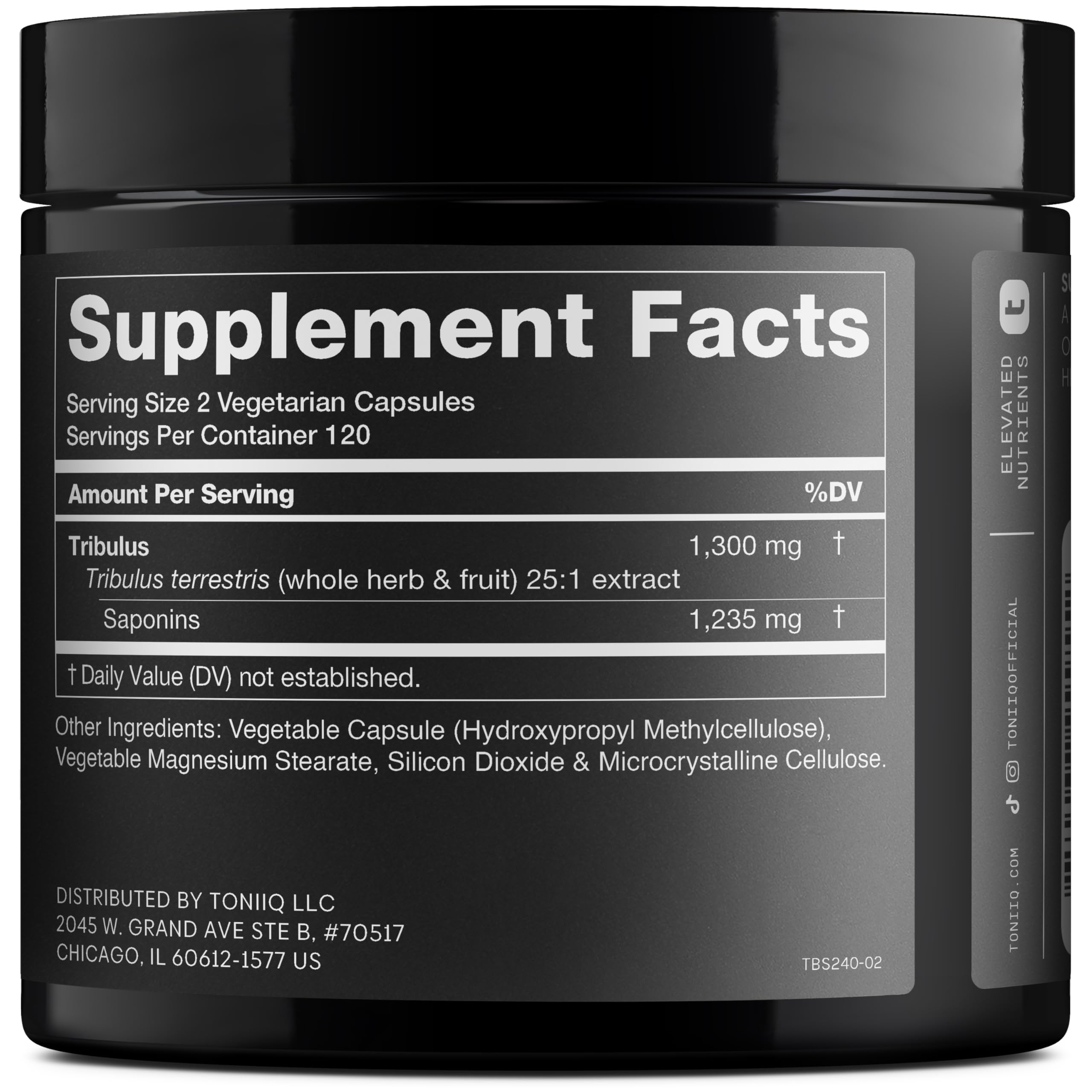 Toniiq Tribulus Terrestris Extract 1300mg side view