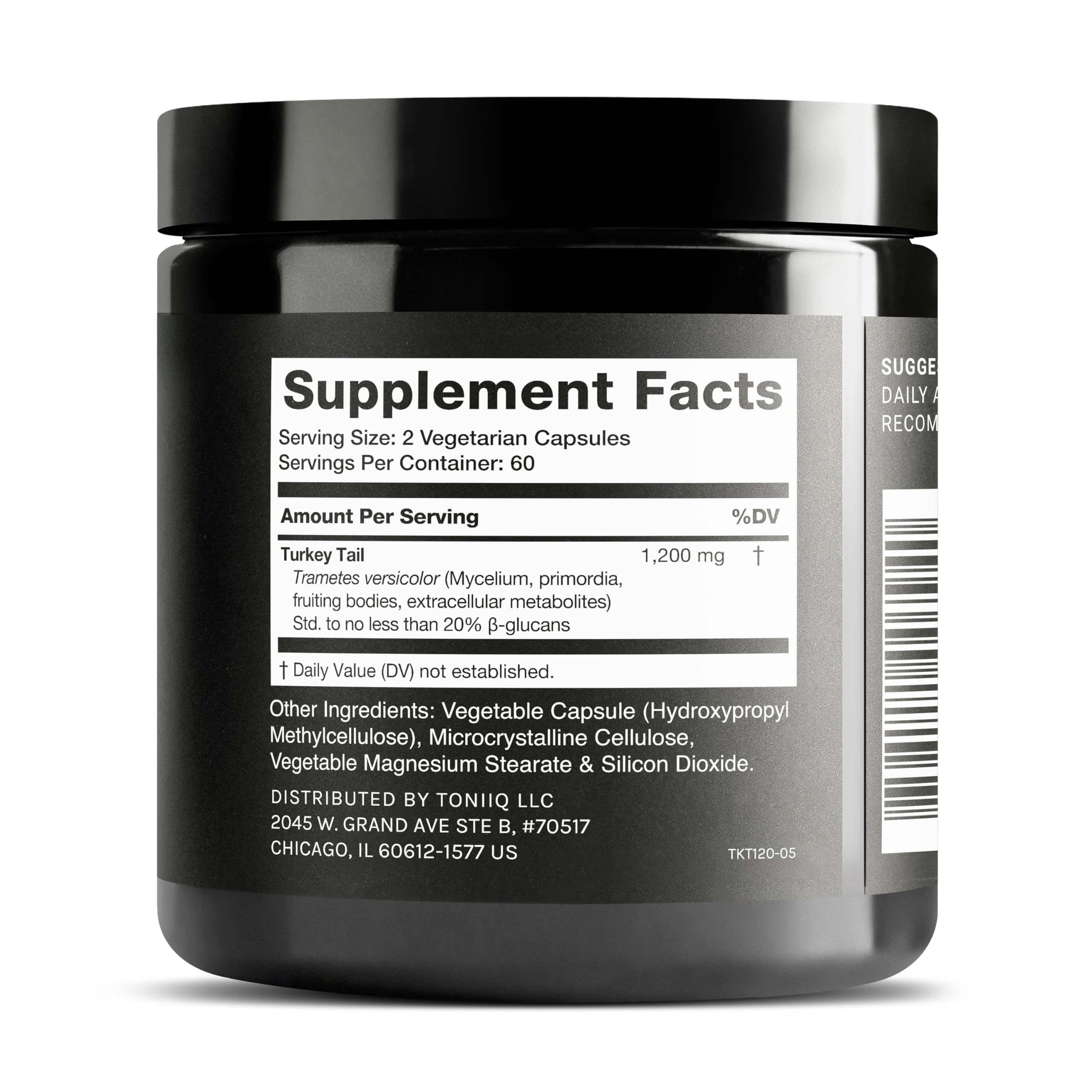 Toniiq Turkey Tail Mushroom Supplement capsules close-up