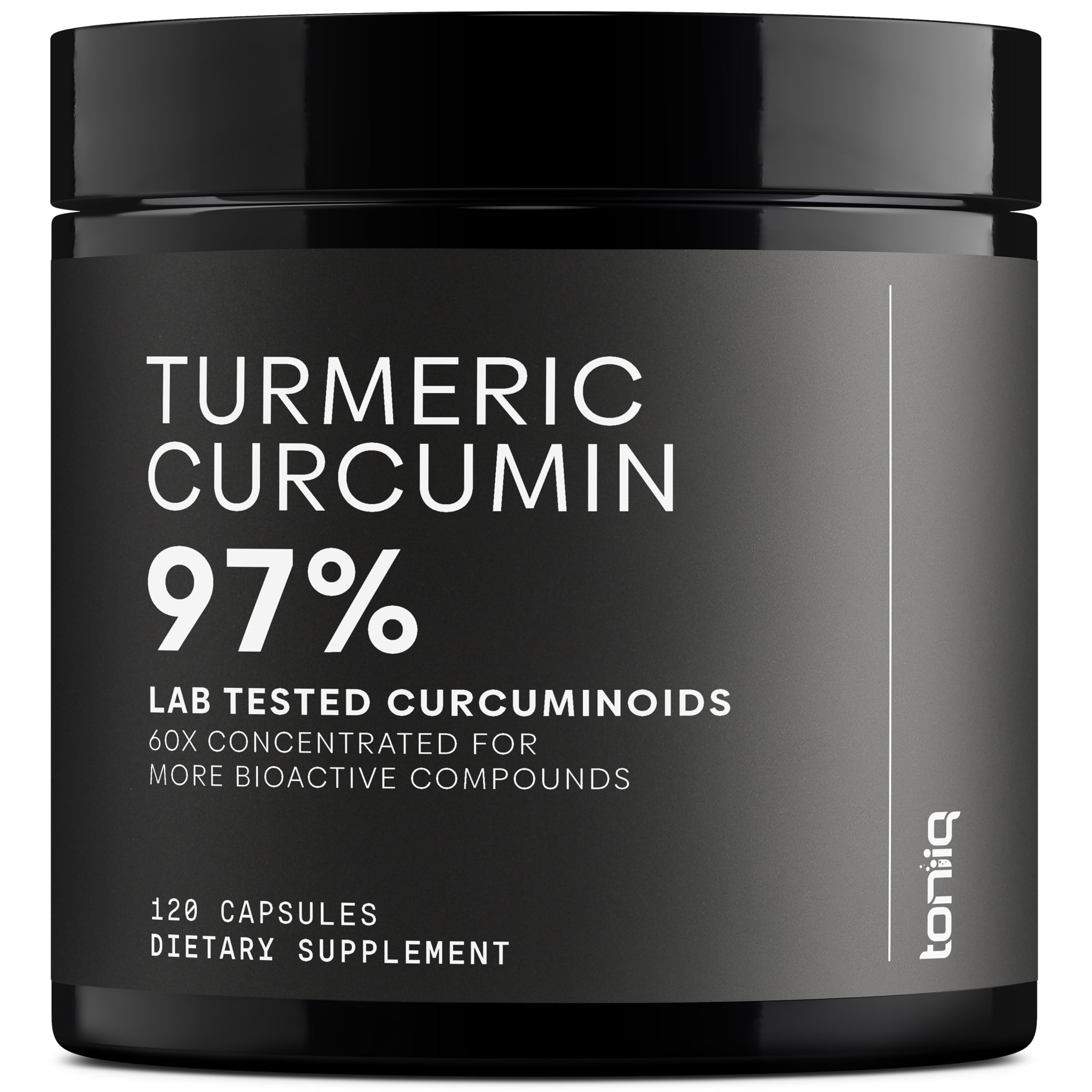 Toniiq Turmeric Curcumin Extract Capsules 1200mg front view