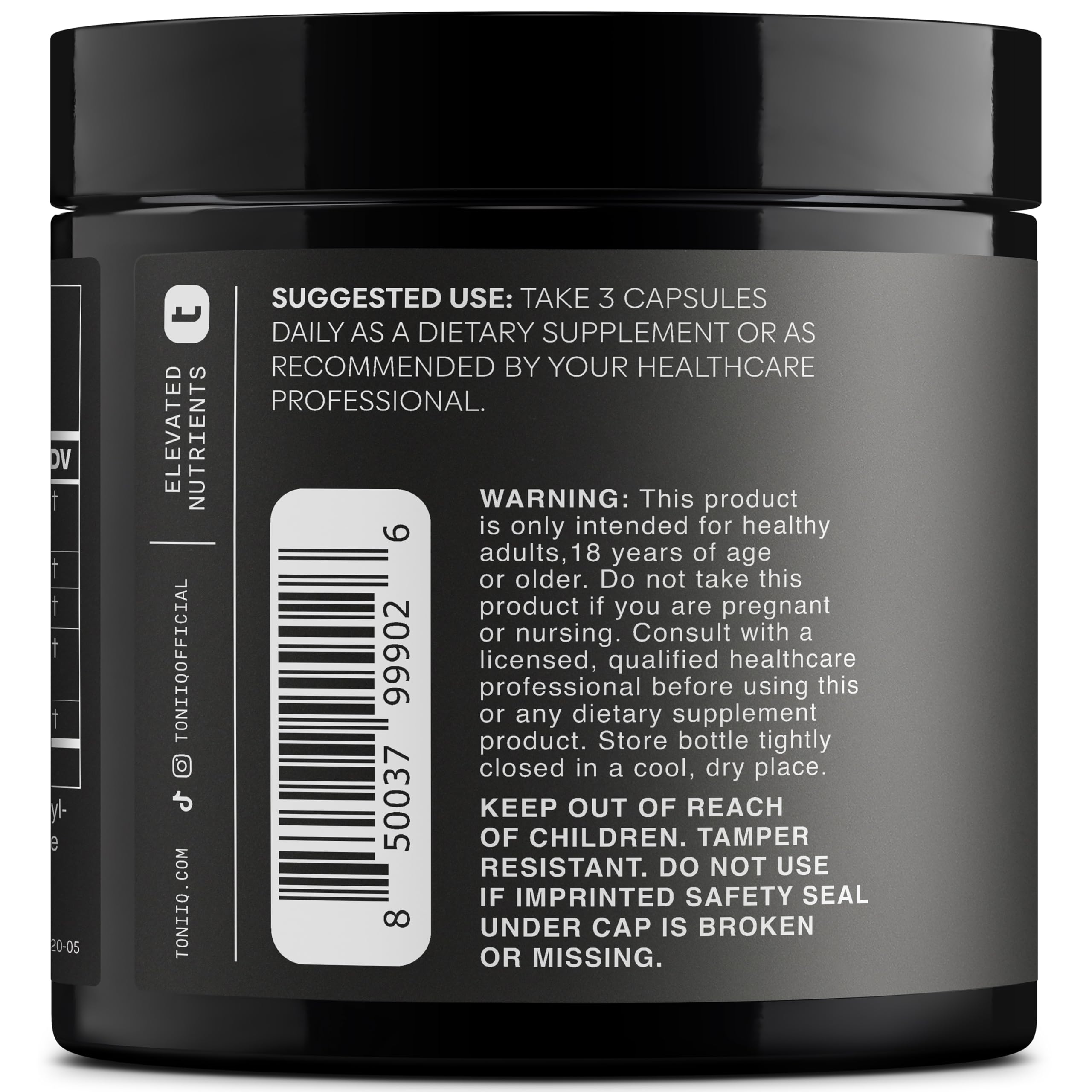 Toniiq Turmeric Curcumin Extract Capsules 1200mg packaging details
