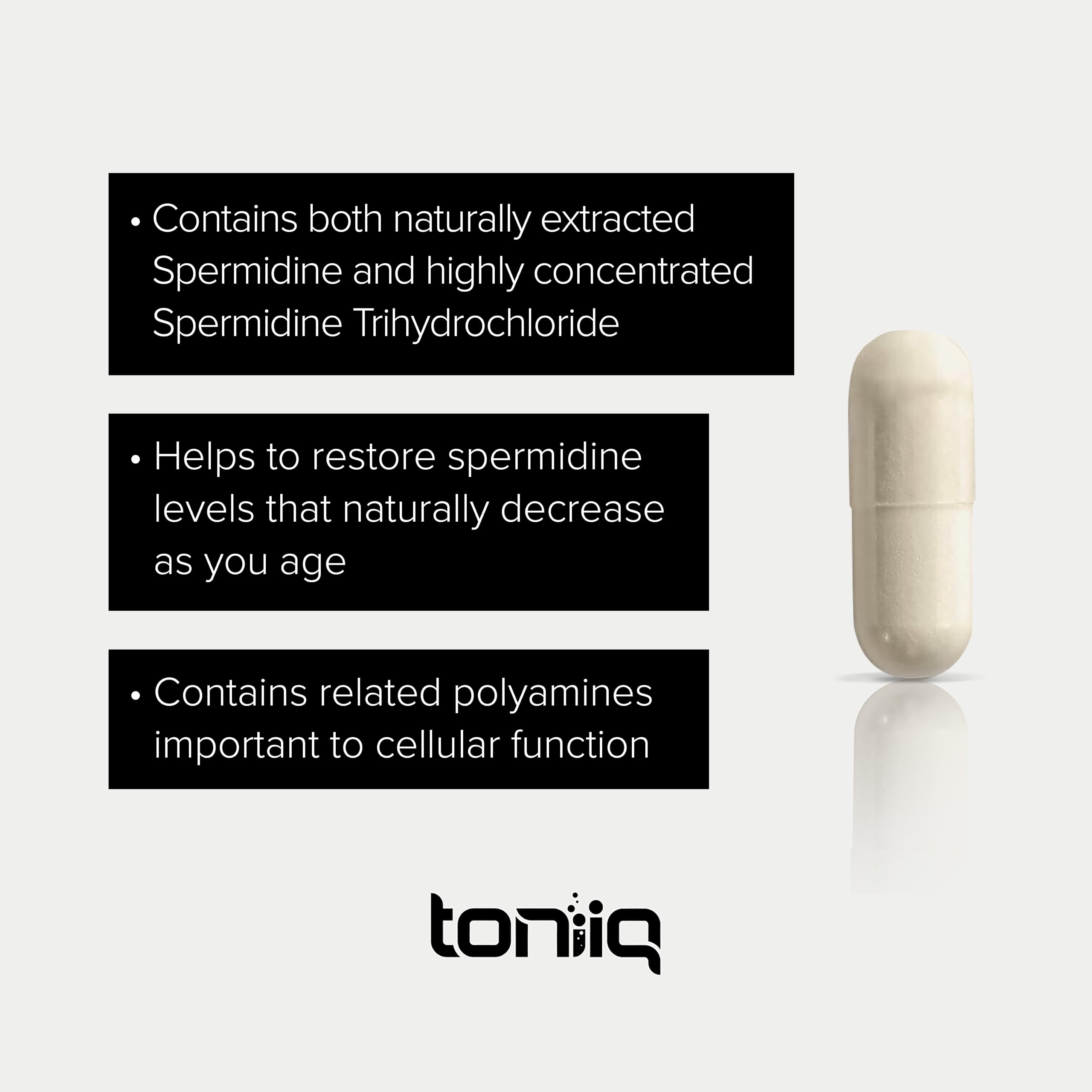 Toniiq Ultra-High Strength Spermidine 22mg supplement back view