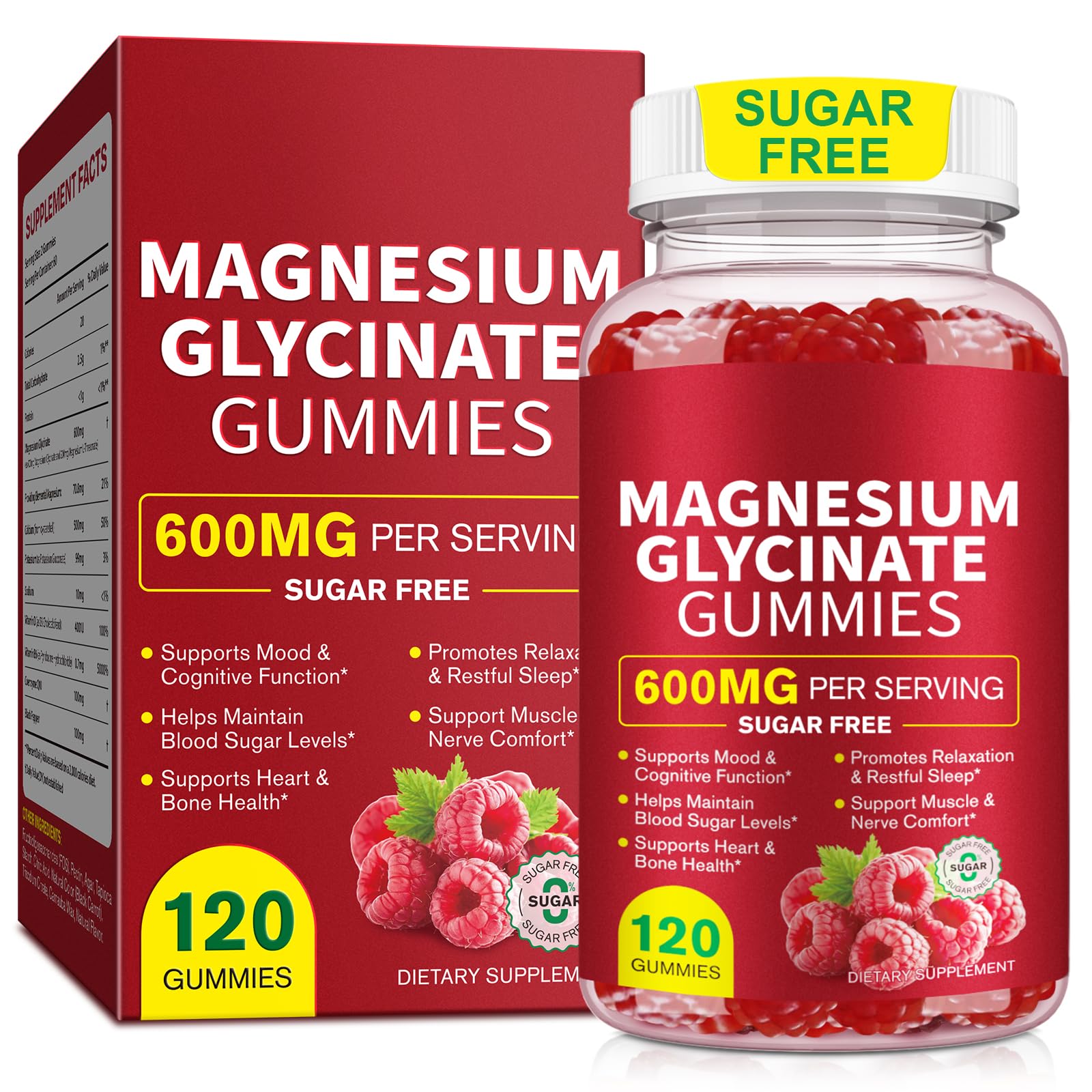 Tooffi Magnesium Glycinate Gummies 600mg jar front view with 120 gummies