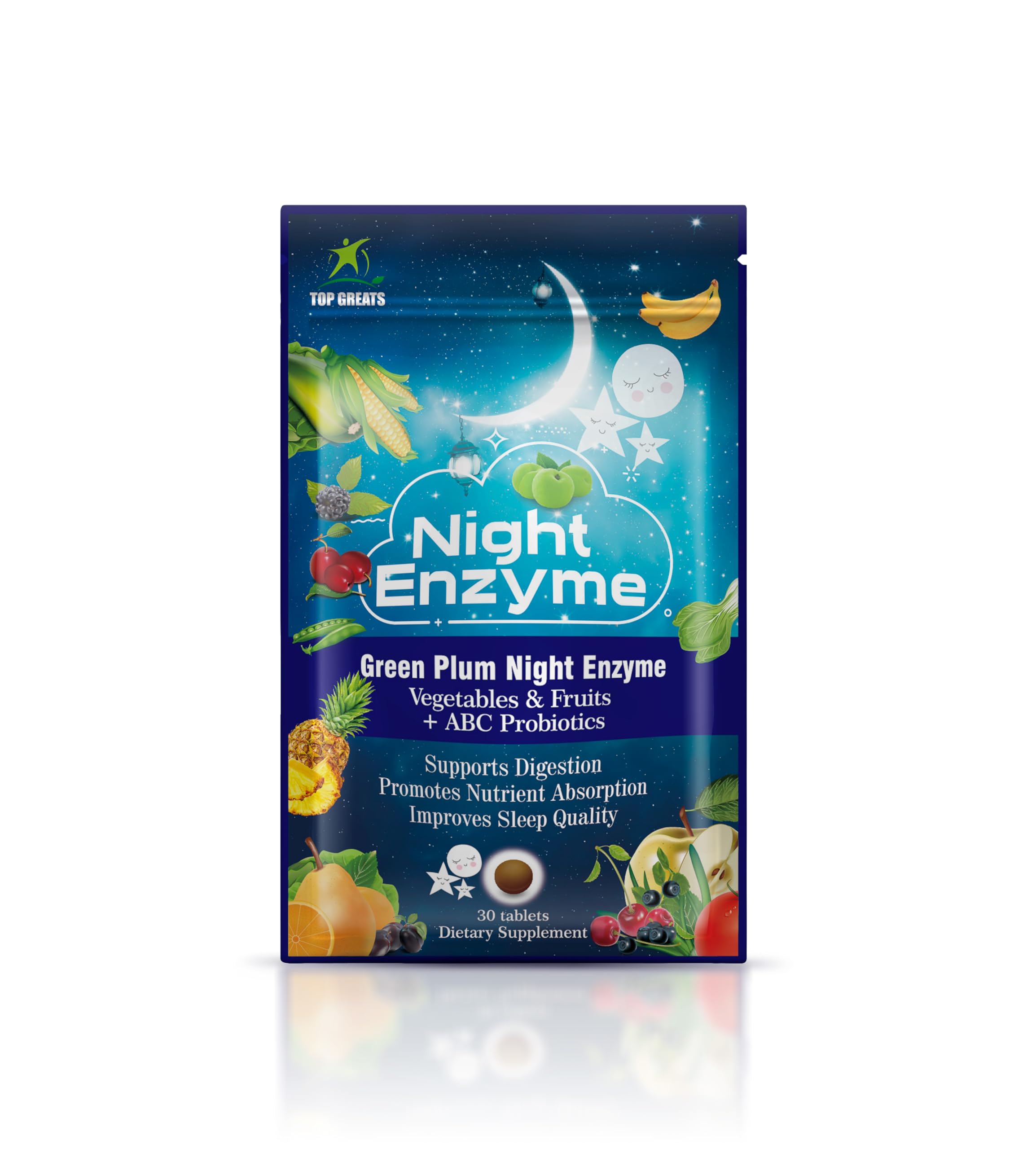 TOP GREATS Multi-Enzyme Supplement 113g packaging