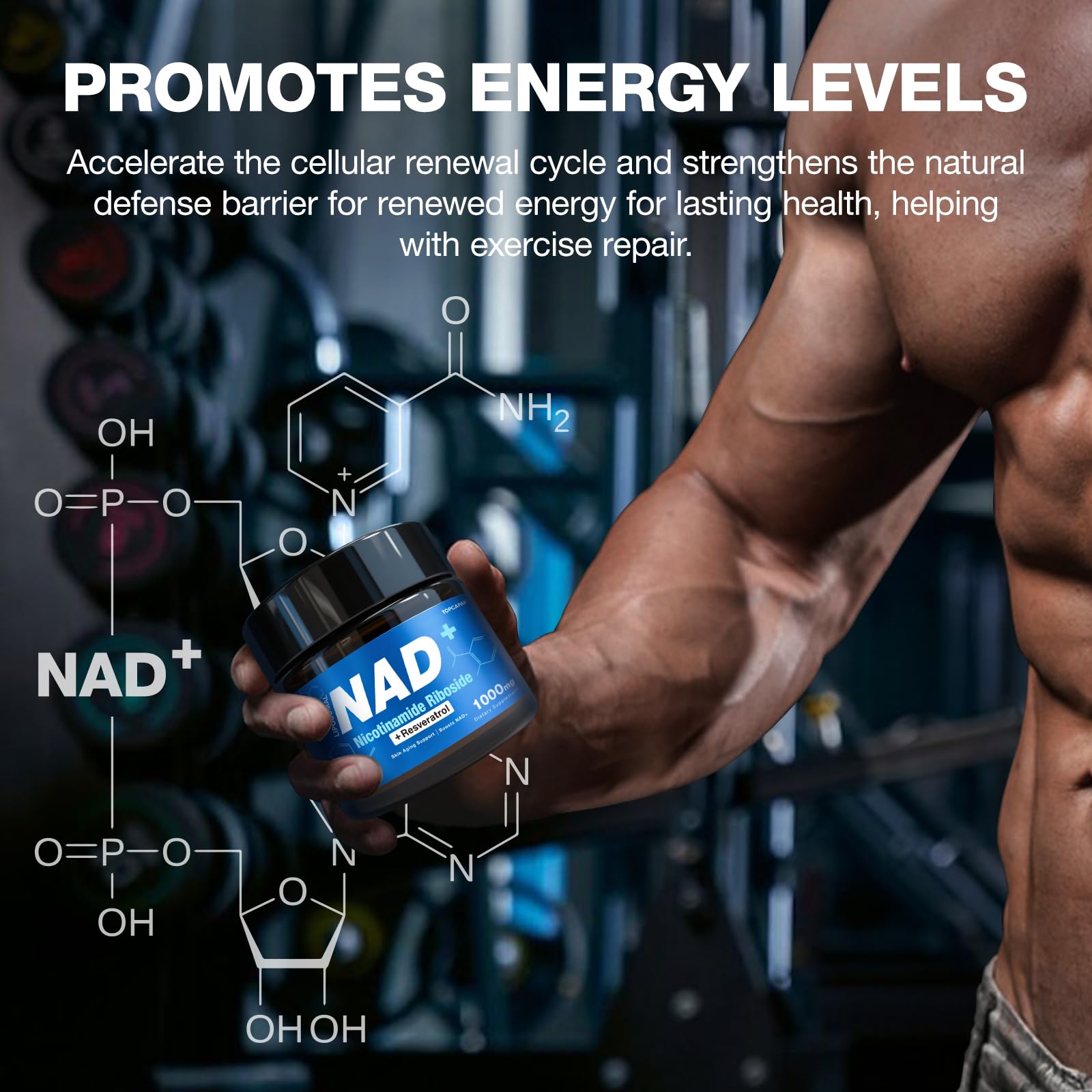 TOPCAPAK NAD Supplement 1000mg capsule in hand