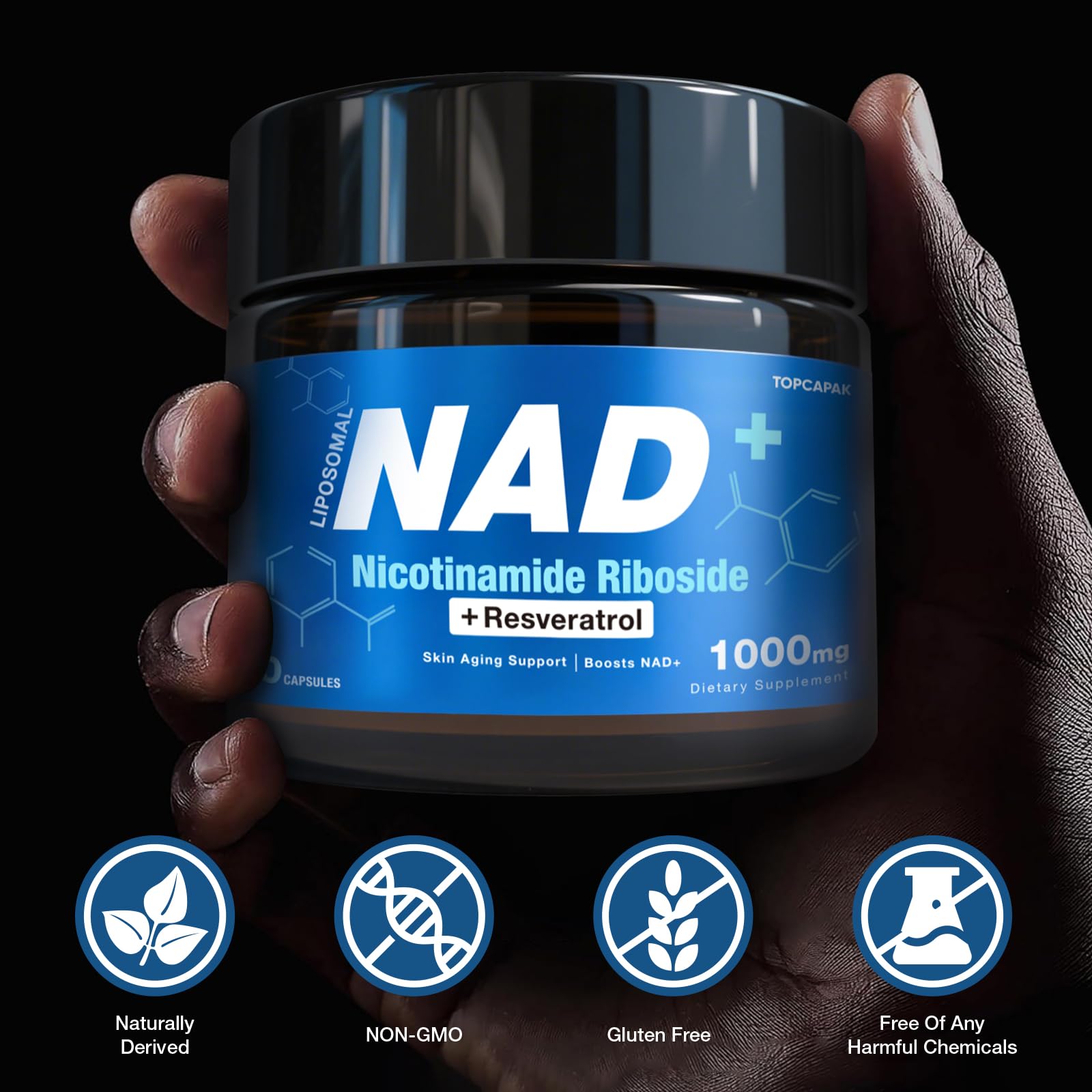 TOPCAPAK NAD Supplement 1000mg capsule lifestyle scene