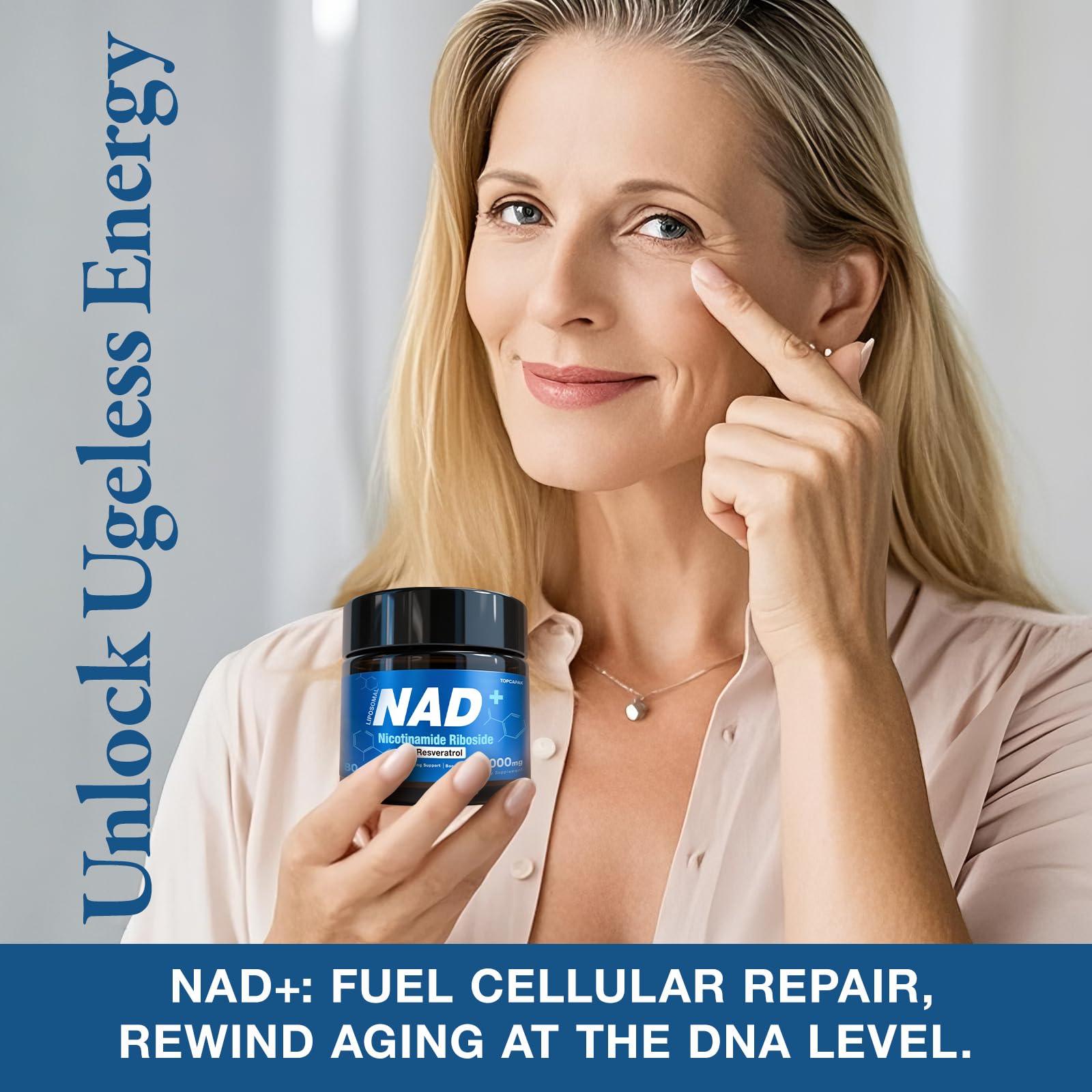 TOPCAPAK NAD Supplement 1000mg capsule open