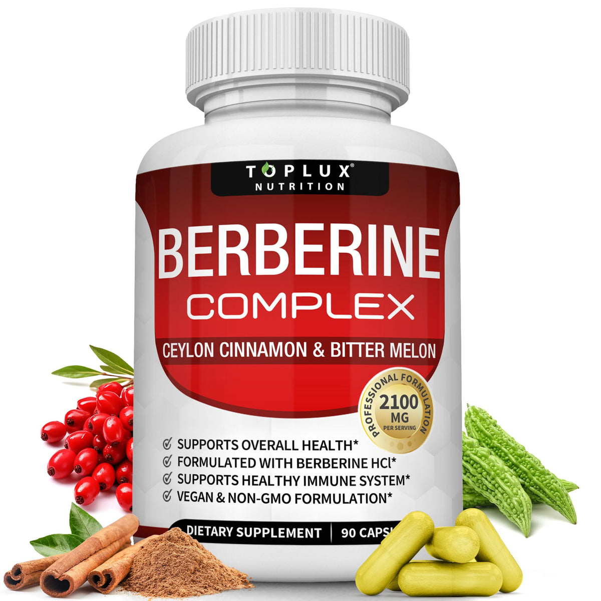 Toplux Berberine Complex 2250mg bottle front view