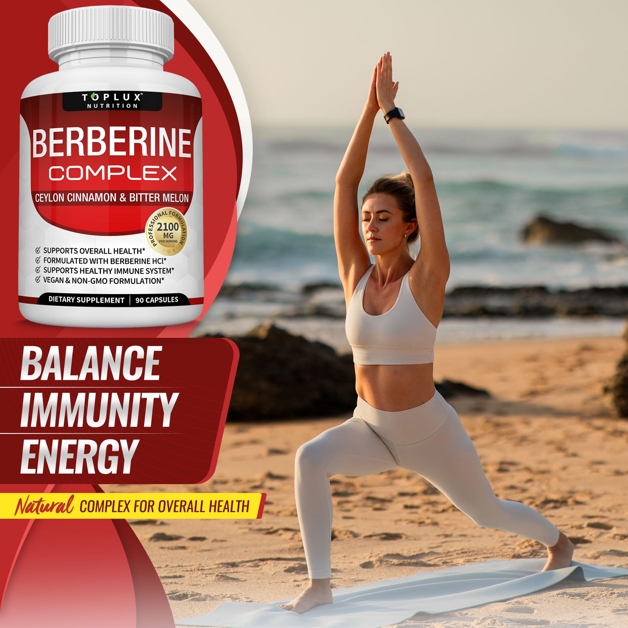 Toplux Berberine Complex bottle with cinnamon sticks