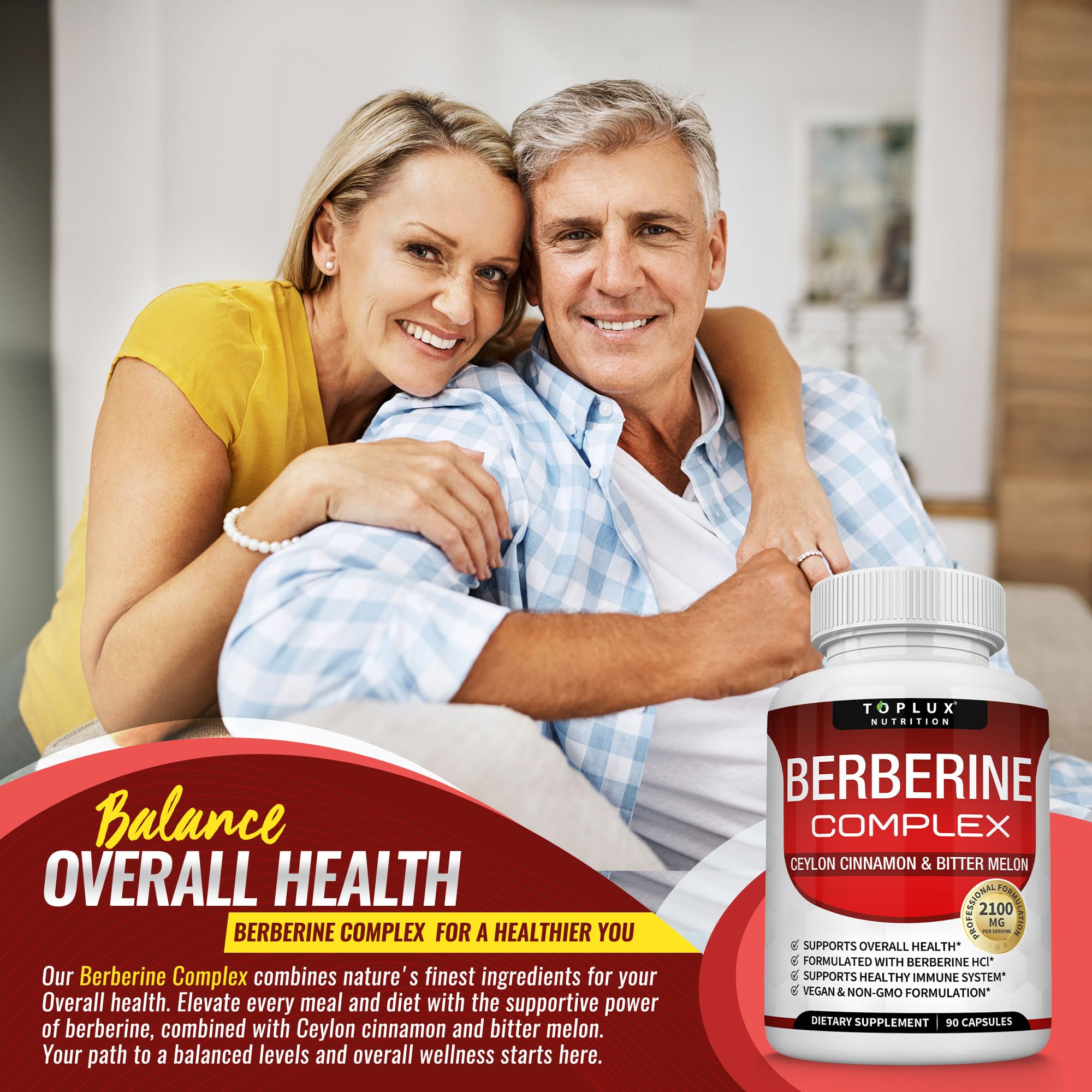 Toplux Berberine Complex capsules in a hand