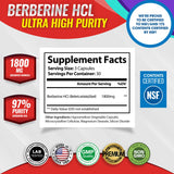 Toplux Berberine Supplement 1800mg HCl 97% purity bottle side view