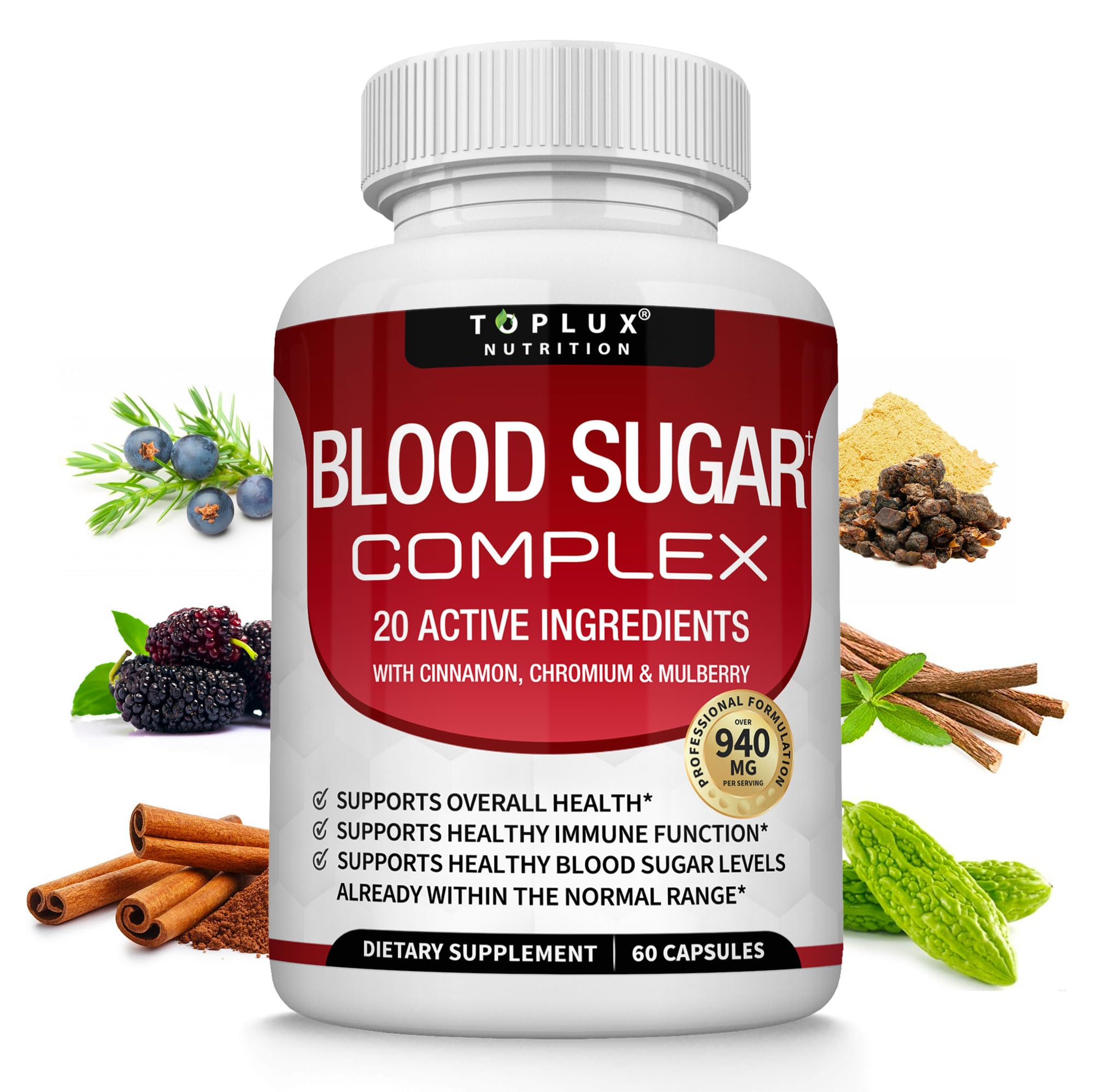 Toplux Blood Sugar Complex 60 Capsules front view