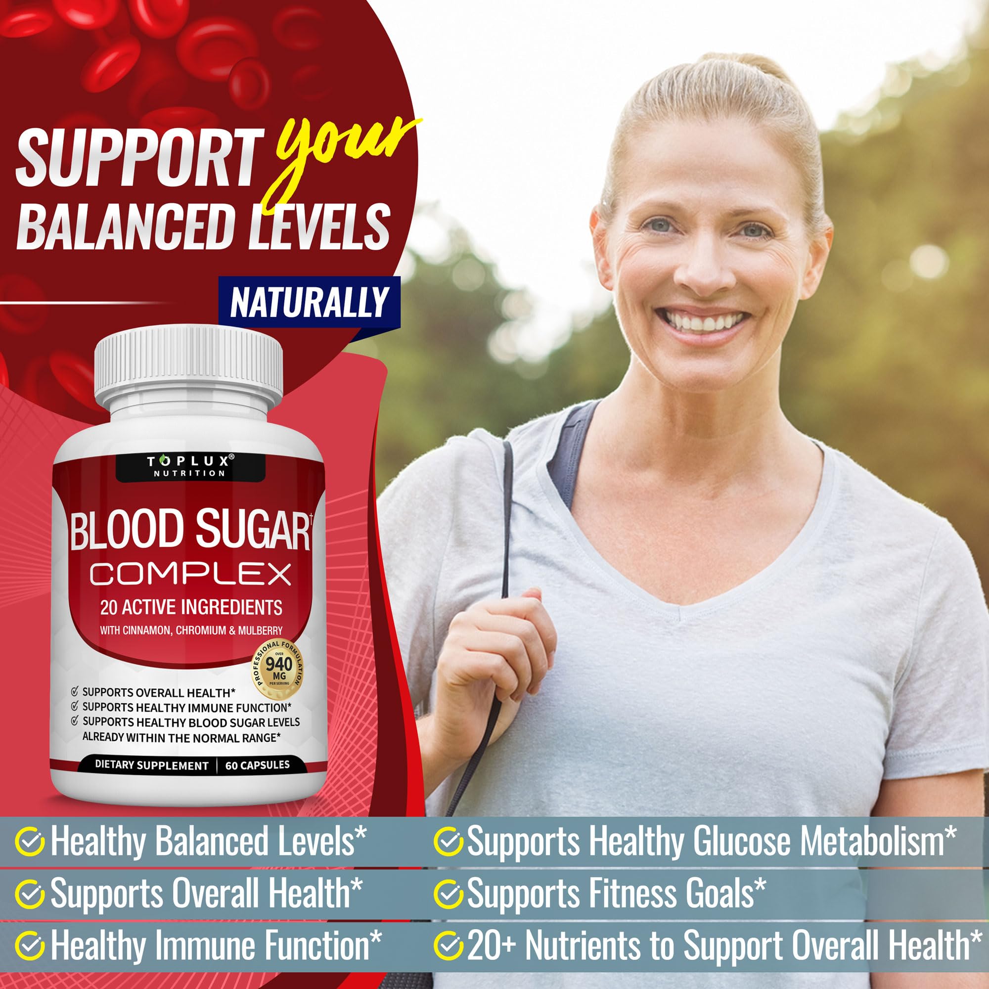 Toplux Blood Sugar Complex capsules close-up