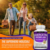 Toplux Bromelain Quercetin Supplement 1000mg 200mg capsules on a wooden table