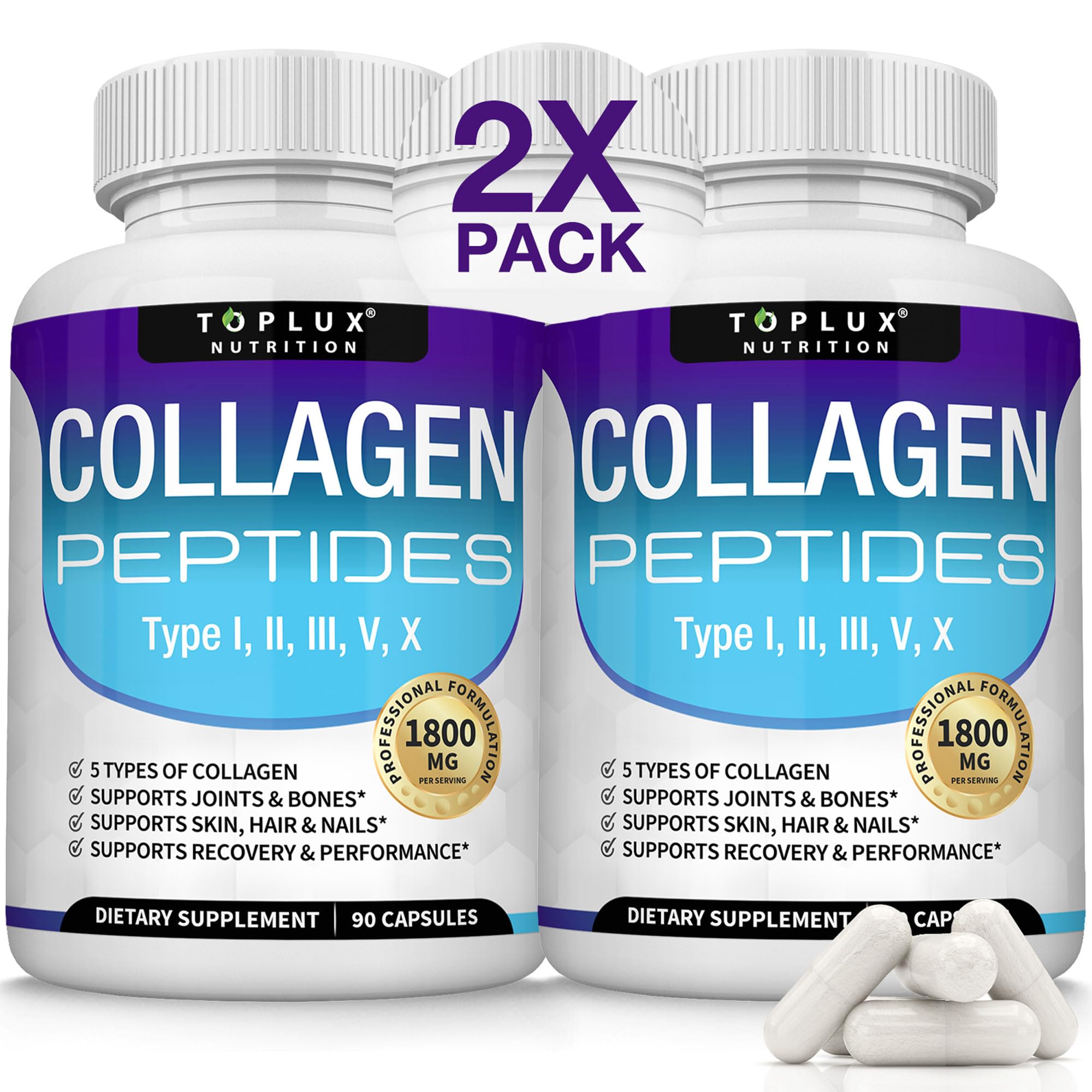 Toplux Collagen Peptides Supplement front view packaging