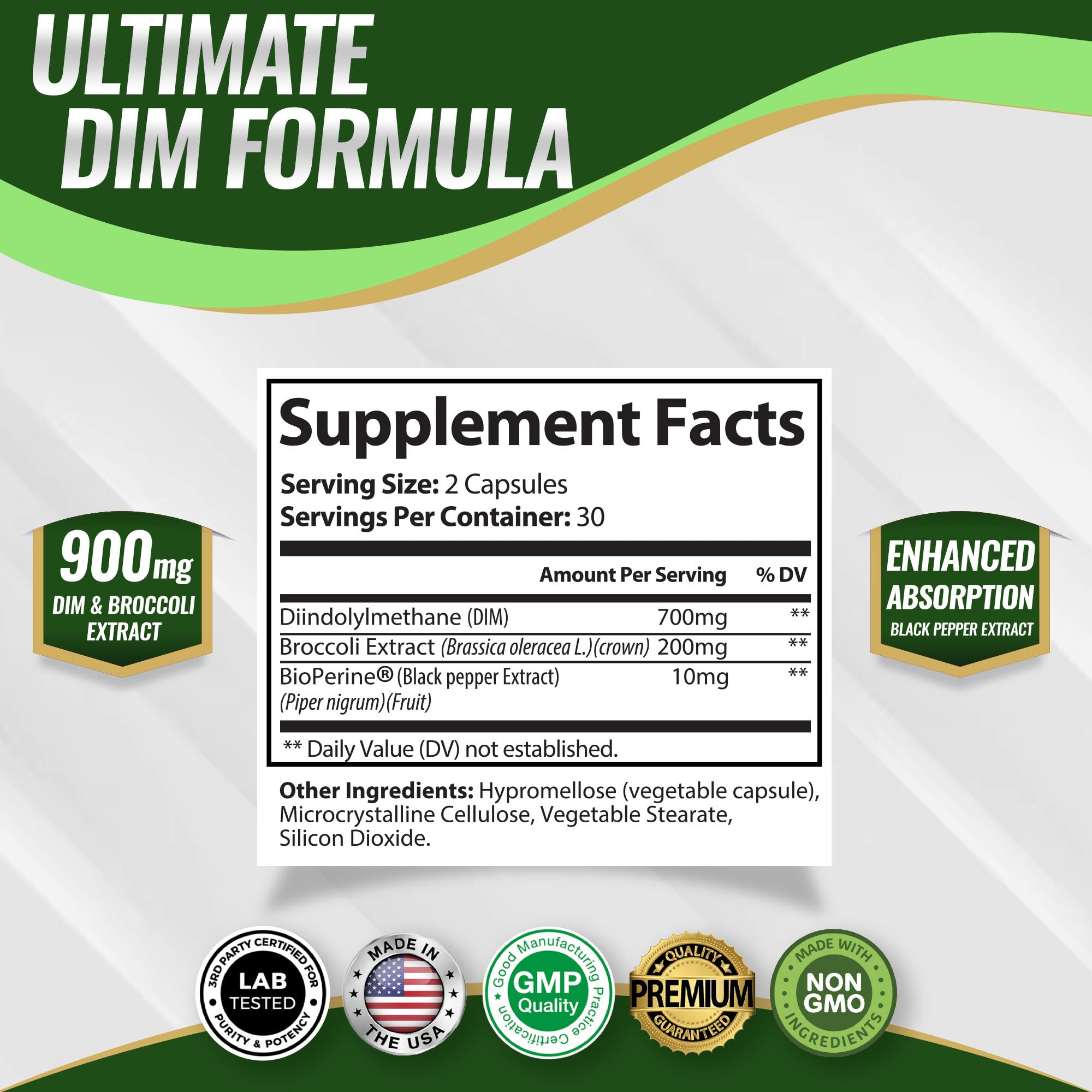Toplux DIM Complex Supplement 910mg side view