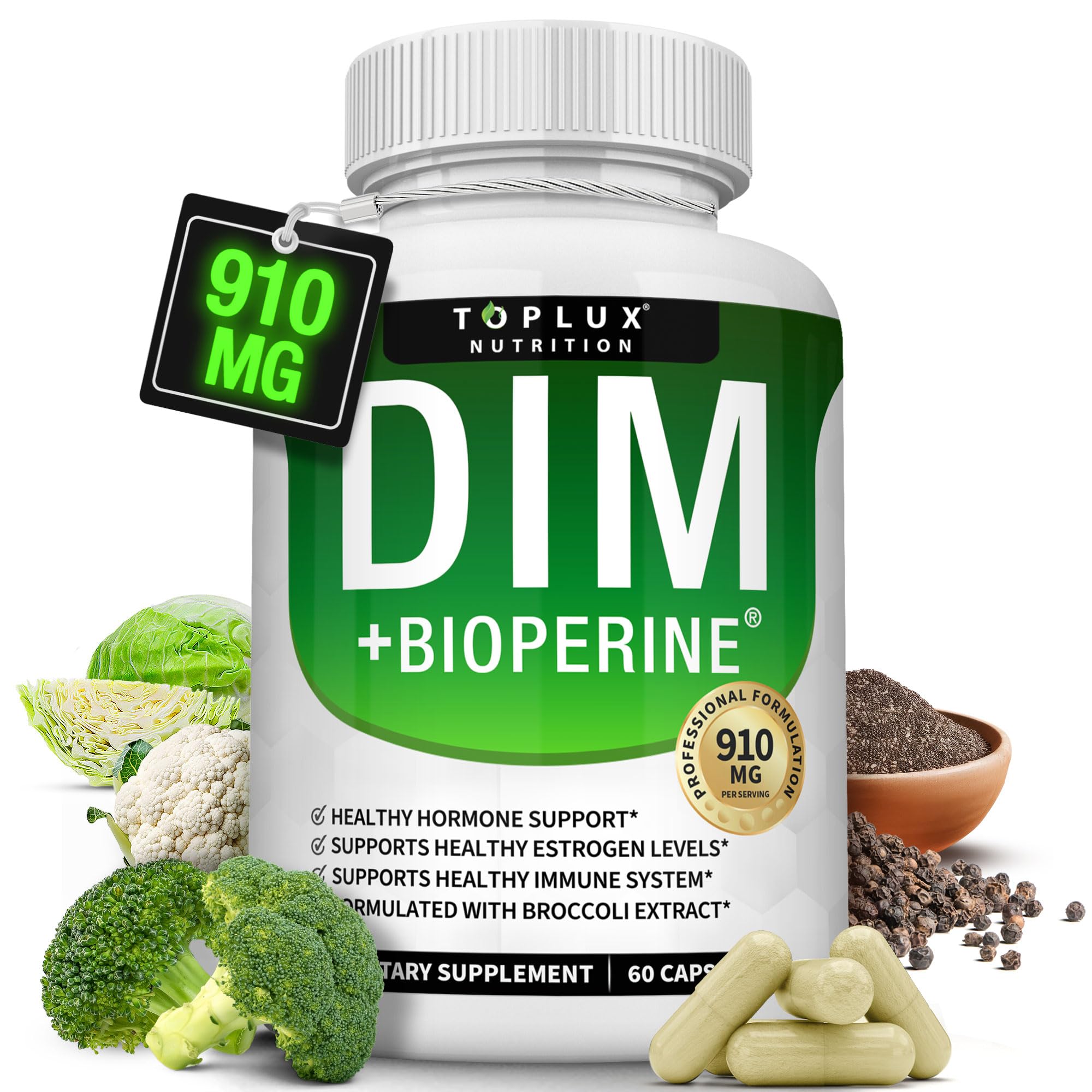 Toplux DIM Supplement Plus Bioperine Complex front view