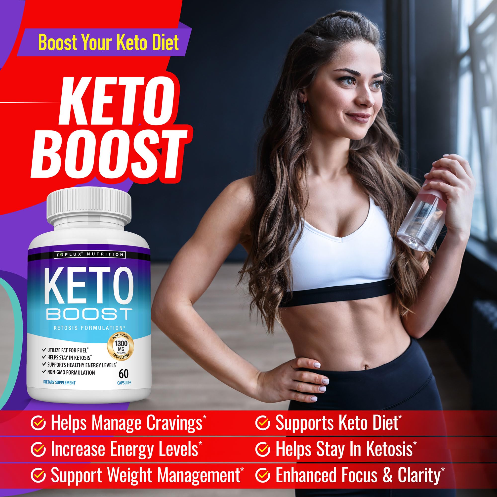 Toplux Keto Supplement ingredients list on the back