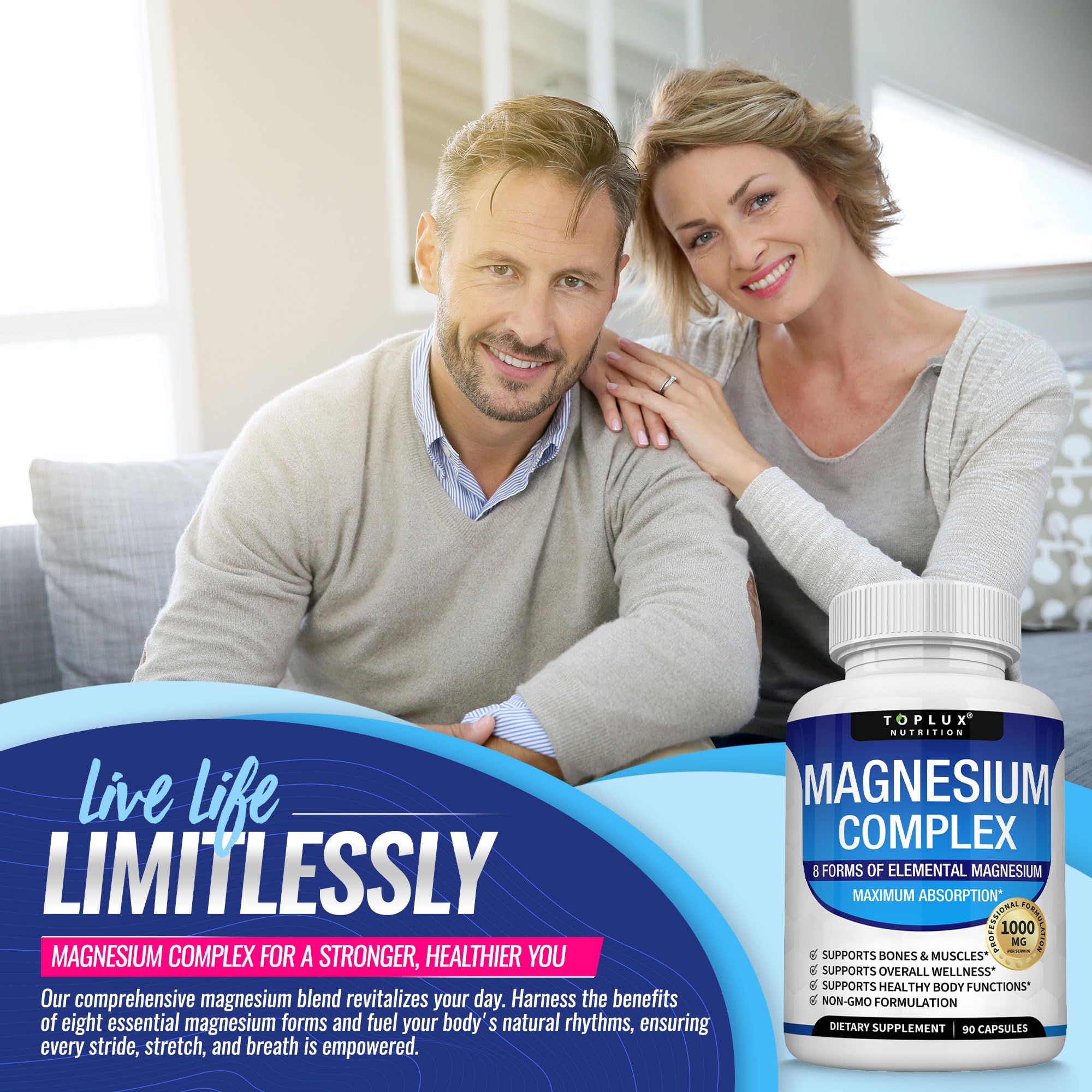 Toplux Magnesium Complex 132g on a wooden table
