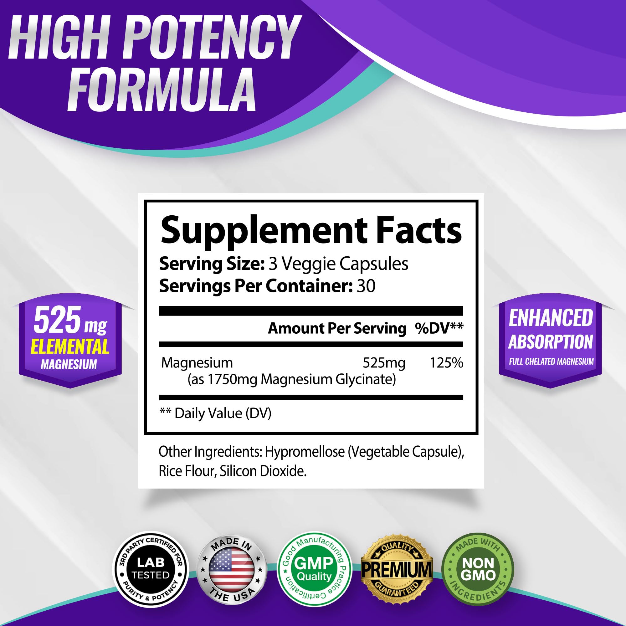 Toplux Magnesium Glycinate Supplement 90 capsules bottle