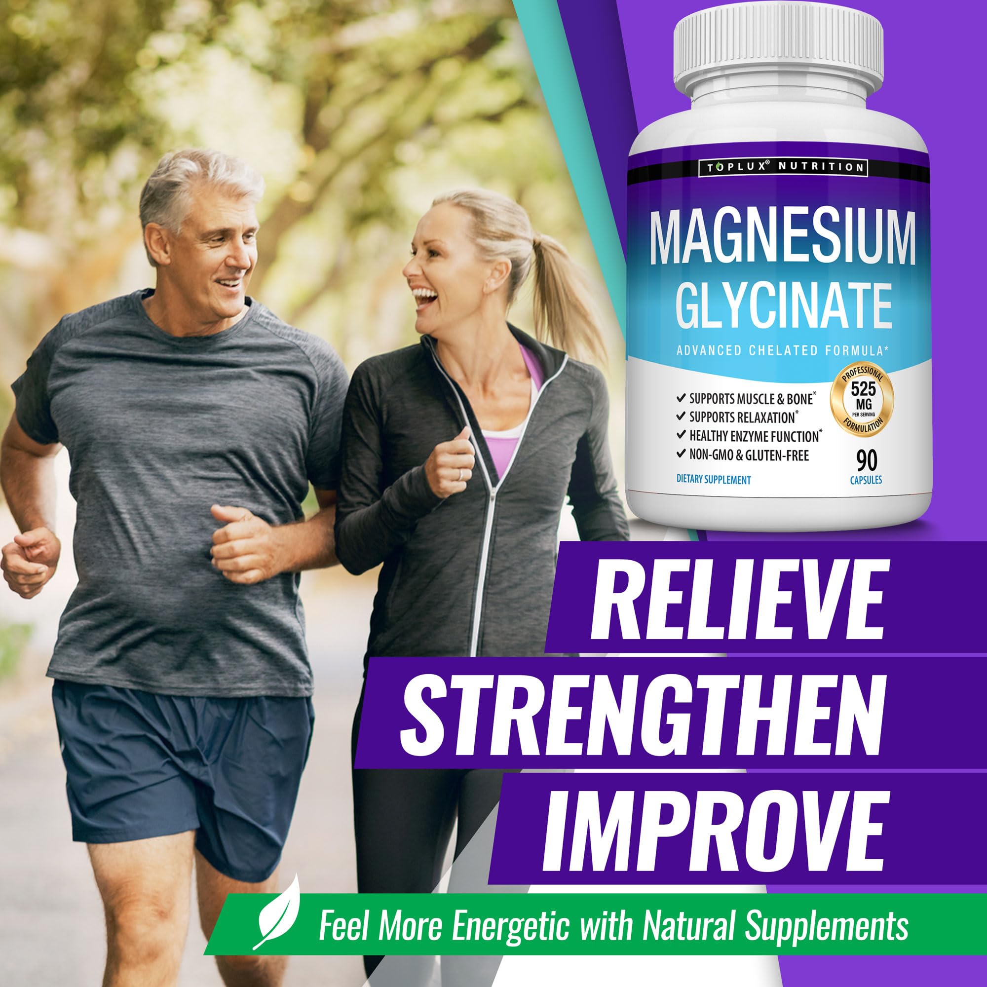 Toplux Magnesium Glycinate Supplement packaging details