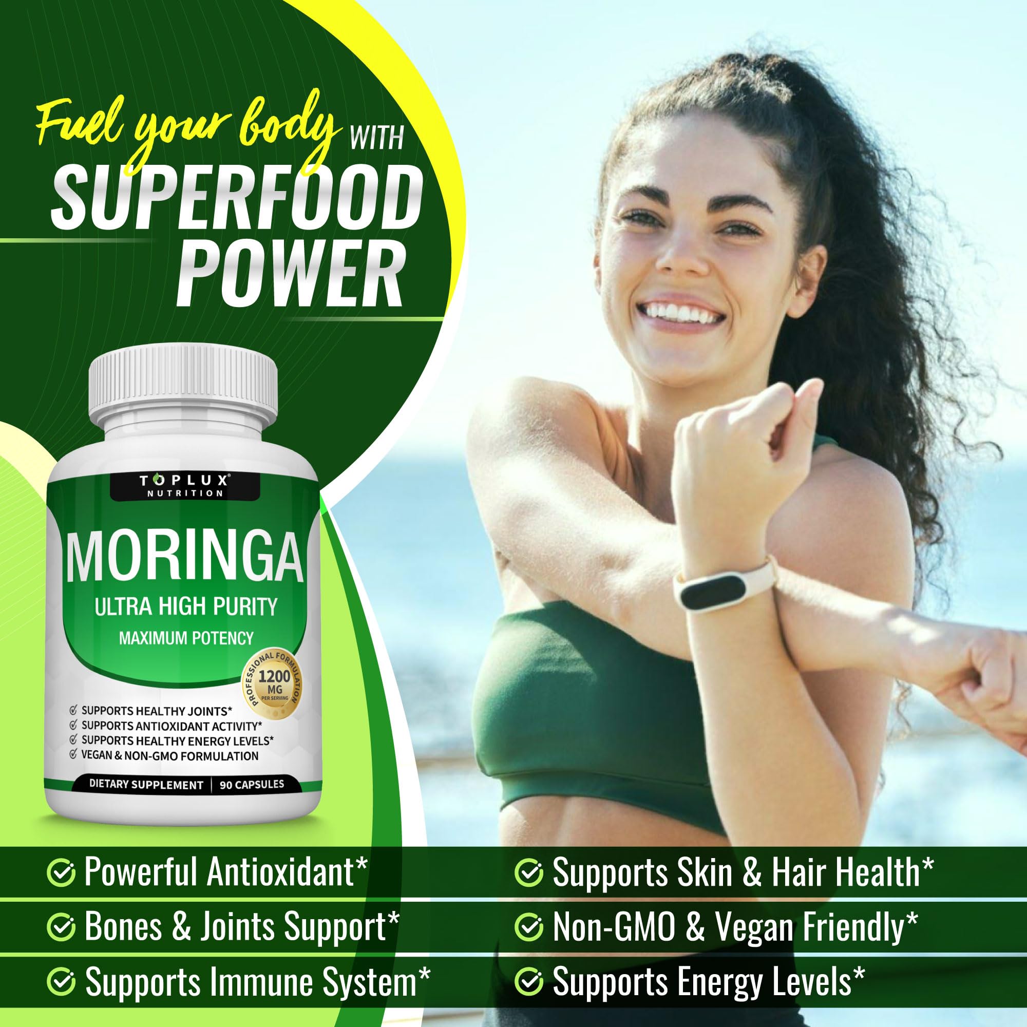 Toplux Moringa Oleifera Capsules 1200mg packaging