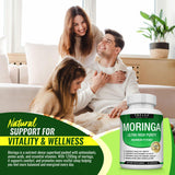 Toplux Moringa Oleifera Capsules 1200mg with natural background