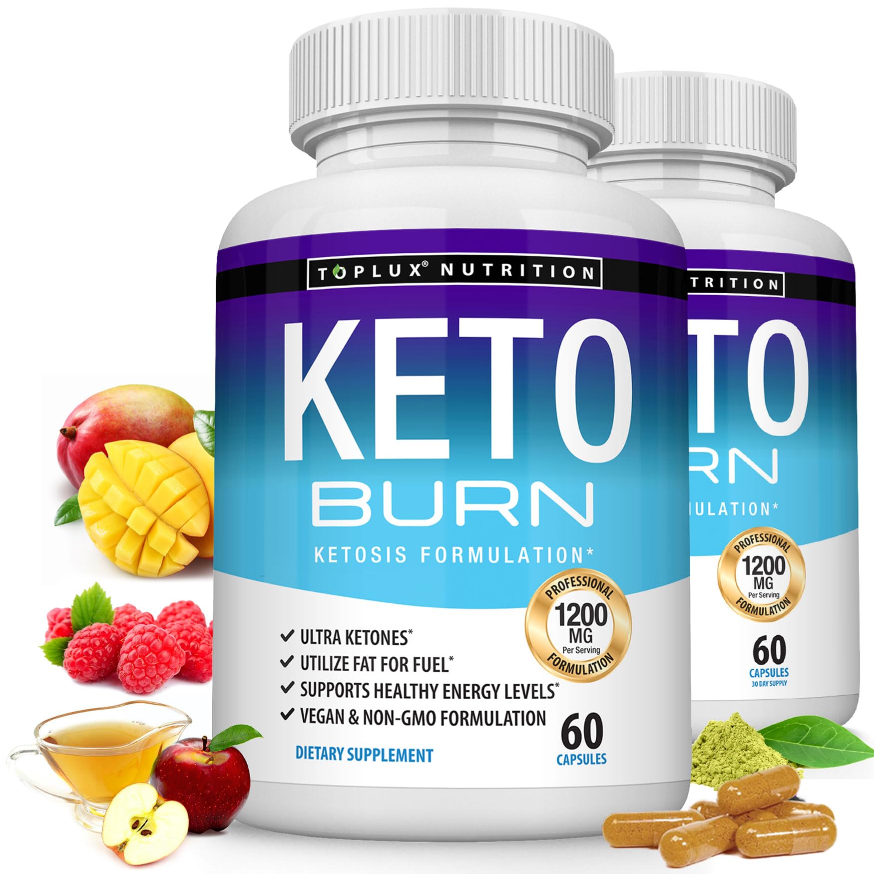 Toplux Natural Keto Burn Supplement 60 capsules front view