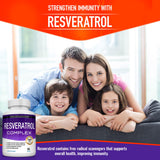 Toplux Resveratrol Complex 1800mg supplement bottle on wooden table