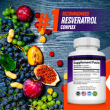 Toplux Resveratrol Complex 1800mg supplement bottle with measuring spoon