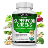 Toplux Super Greens Organic Superfood Blend Tablets front view