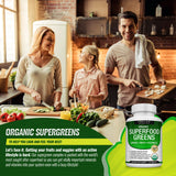 Toplux Super Greens Organic Superfood Blend Tablets with fresh vegetables
