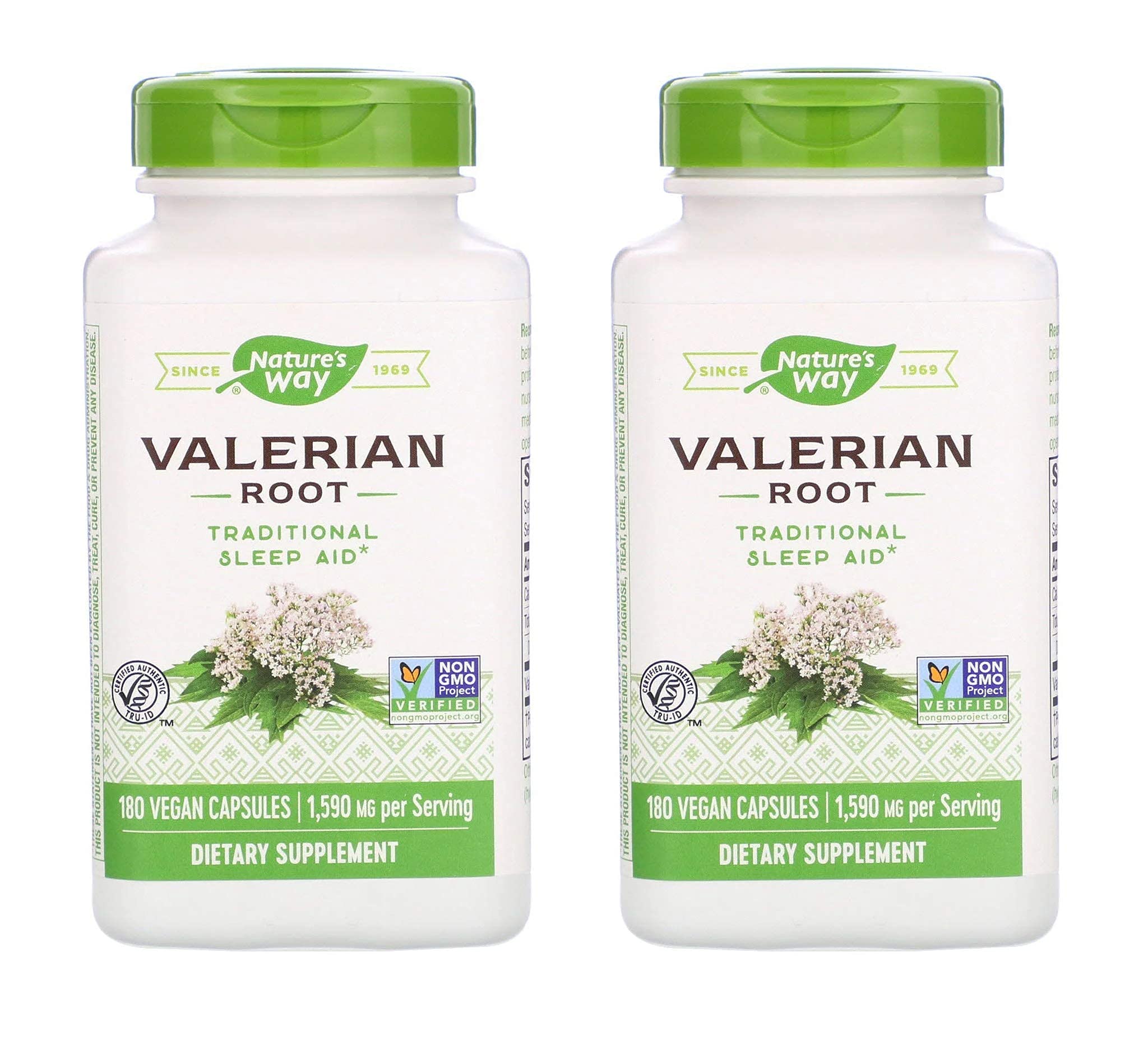 TOPNaturePlus Valerian Root 1,590mg 180 vegan capsules front view