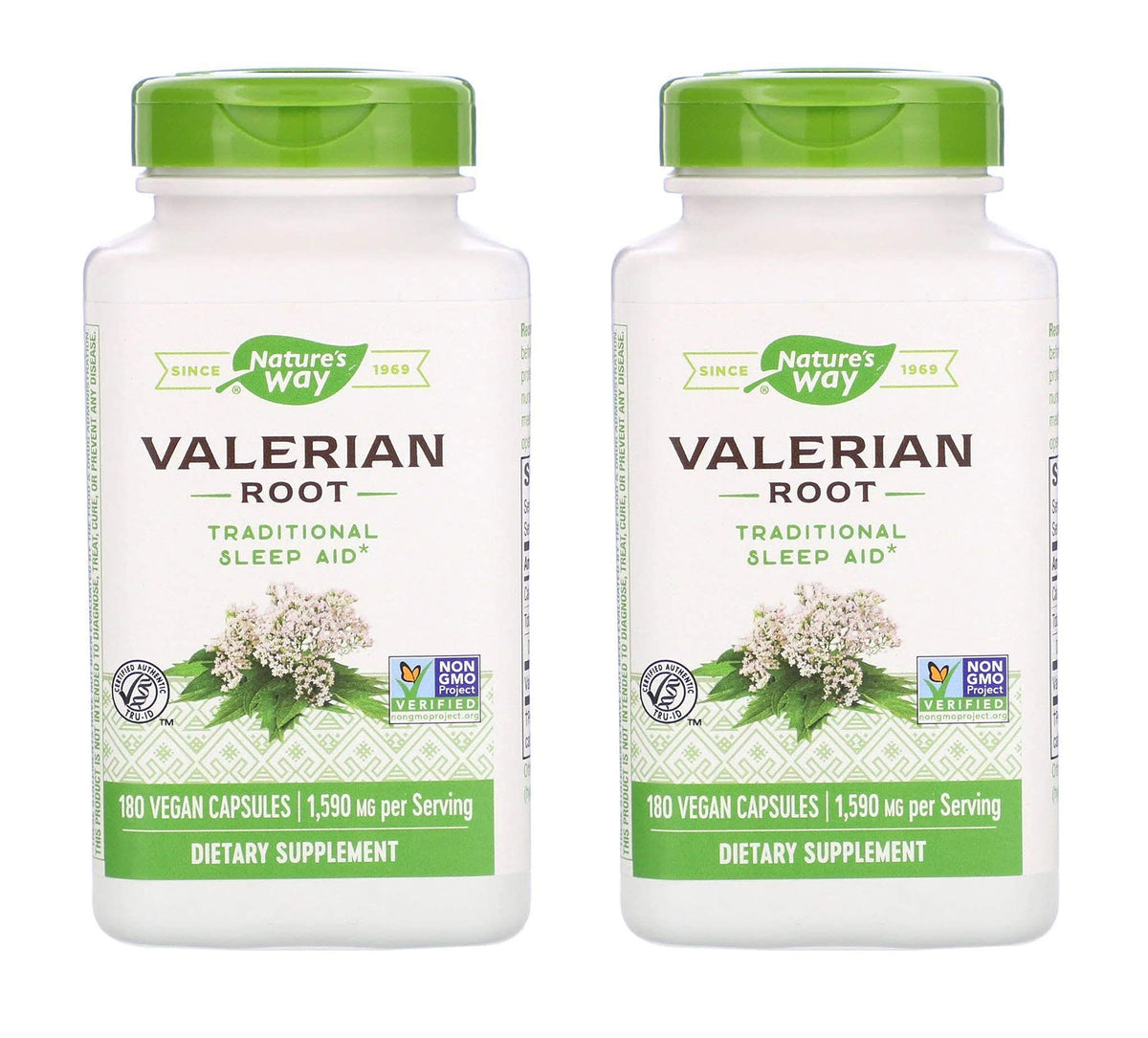 TOPNaturePlus Valerian Root 1,590mg 180 vegan capsules front view
