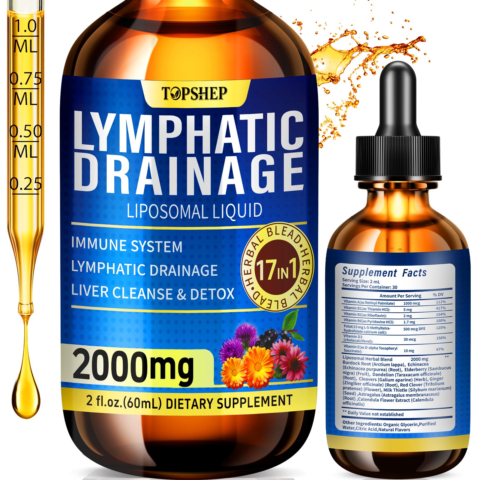 TOPSHEP 17-in-1 Lymphatic Drainage Drops front view