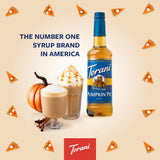 Torani Sugar Free Pumpkin Pie Syrup 454g pouring into a latte