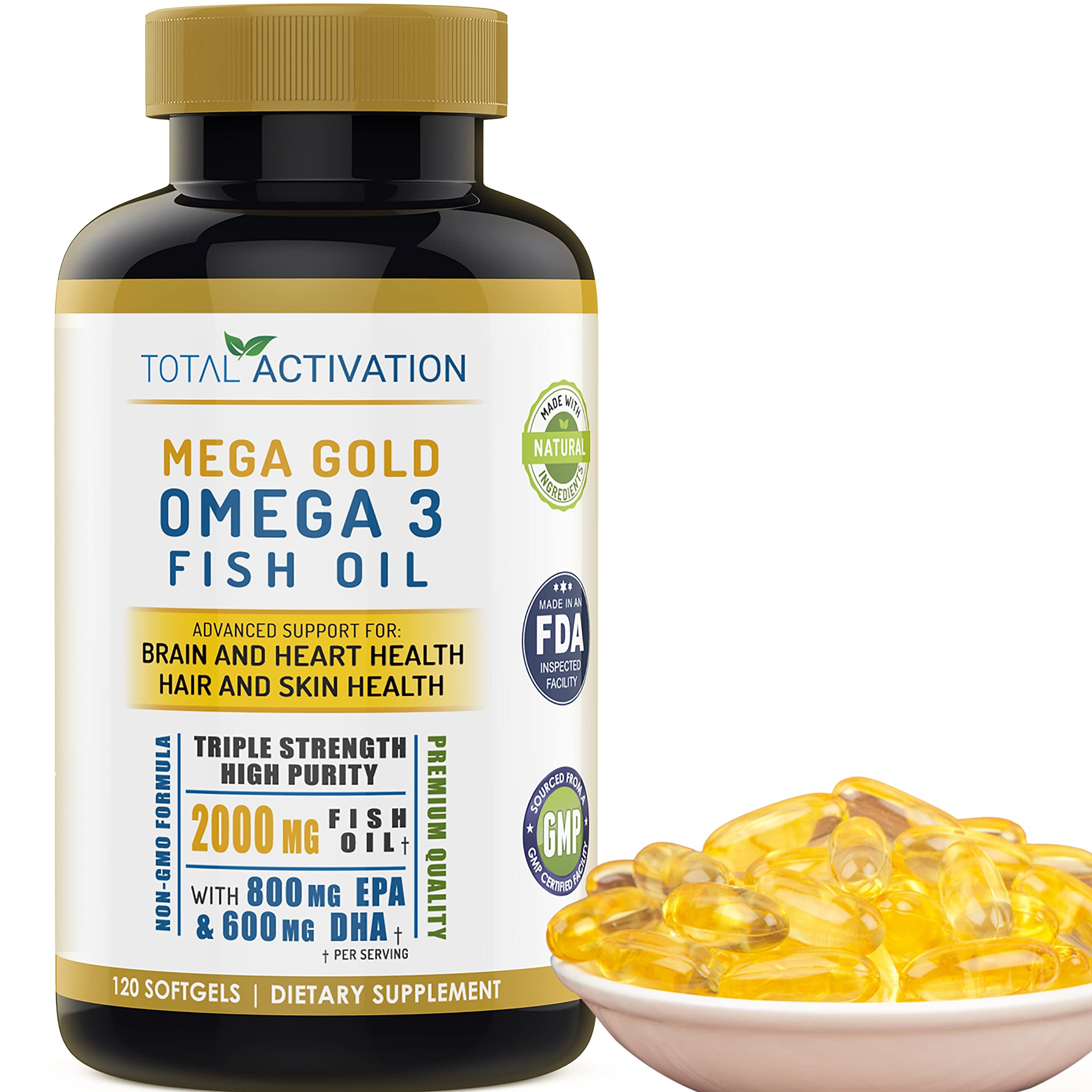 Total Activation Omega-3 Fish Oil Softgels 2000mg front view
