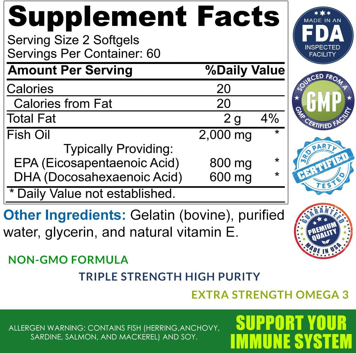 Total Activation Omega-3 Fish Oil Softgels 2000mg softgel close-up