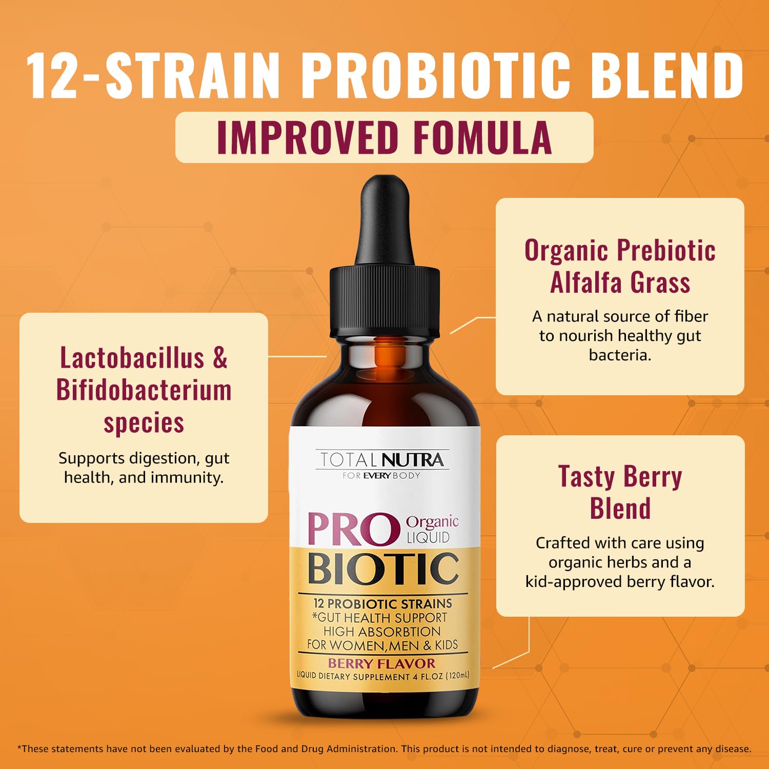 Total Nutra Liquid Probiotics 12-Strain 113g bottle side view
