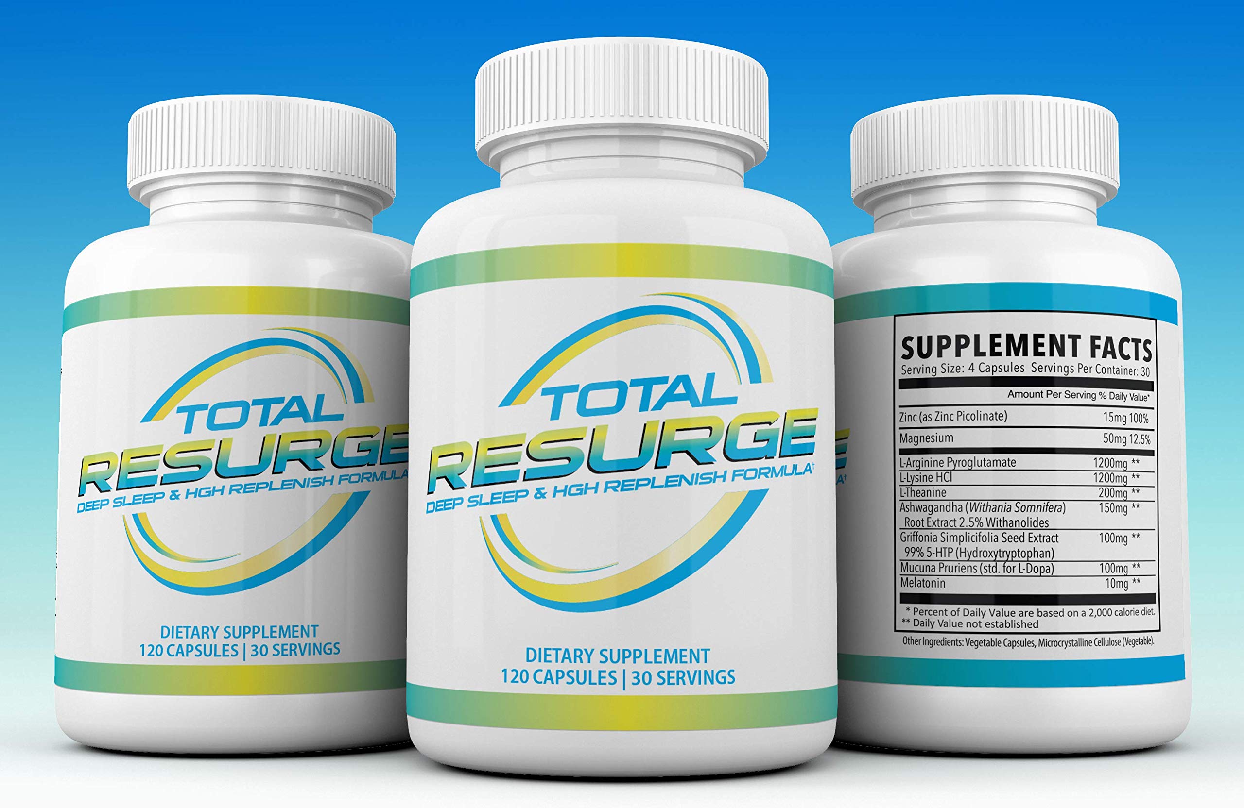 Total Resurge Deep Formula 120 capsules on a wooden table