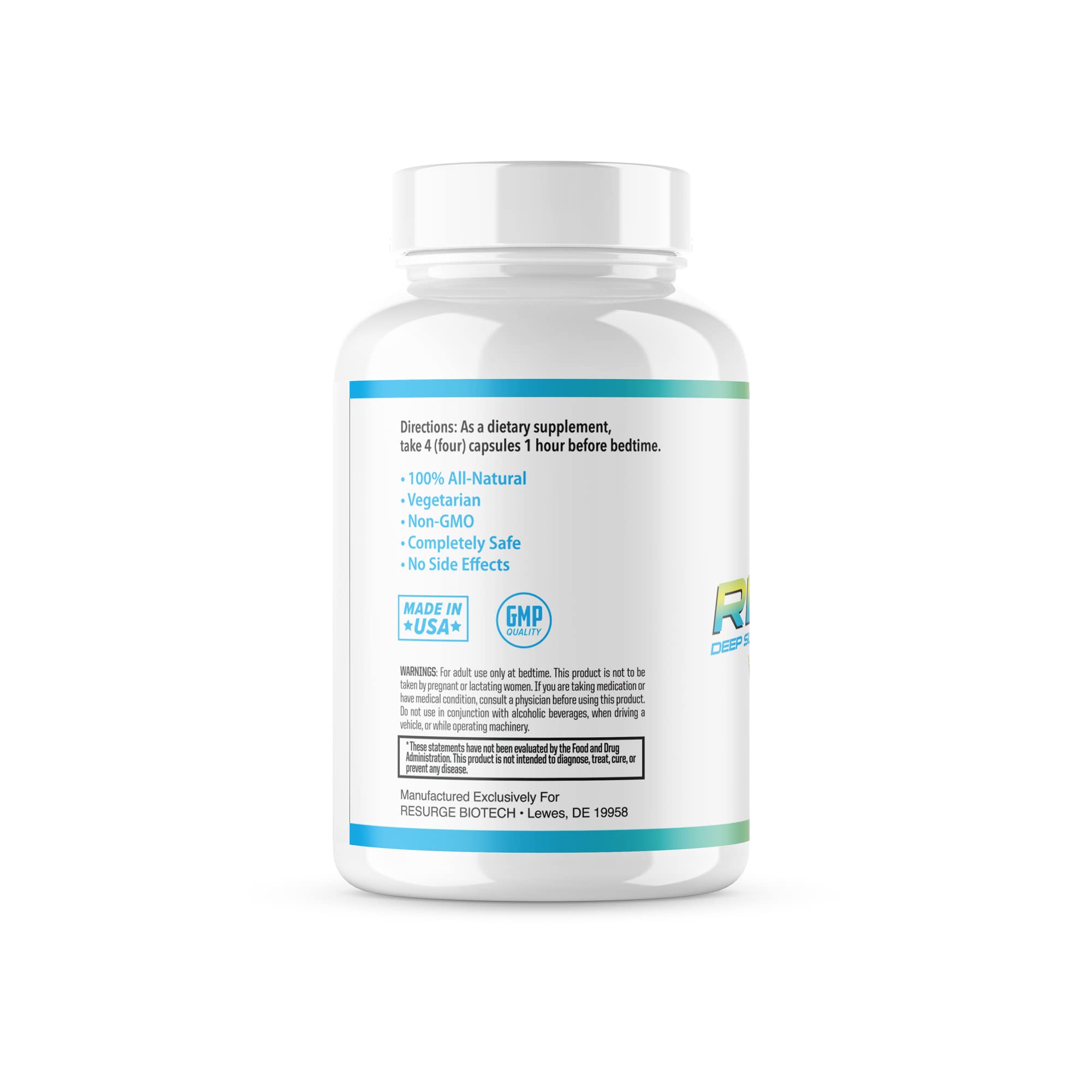 Total Resurge Deep Formula 120 capsules with a glass of water