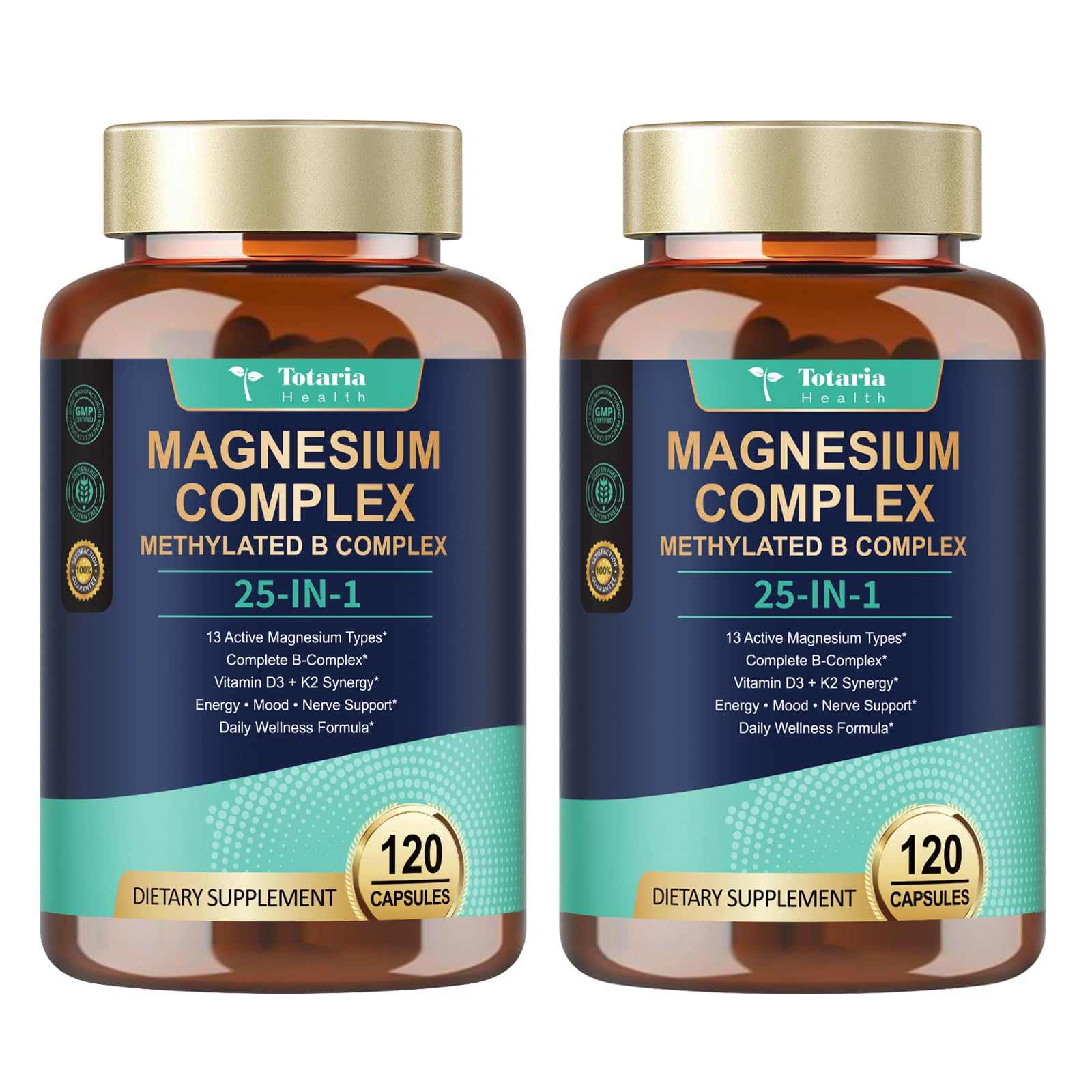 Totaria 25-in-1 Magnesium Complex front view with two bottles