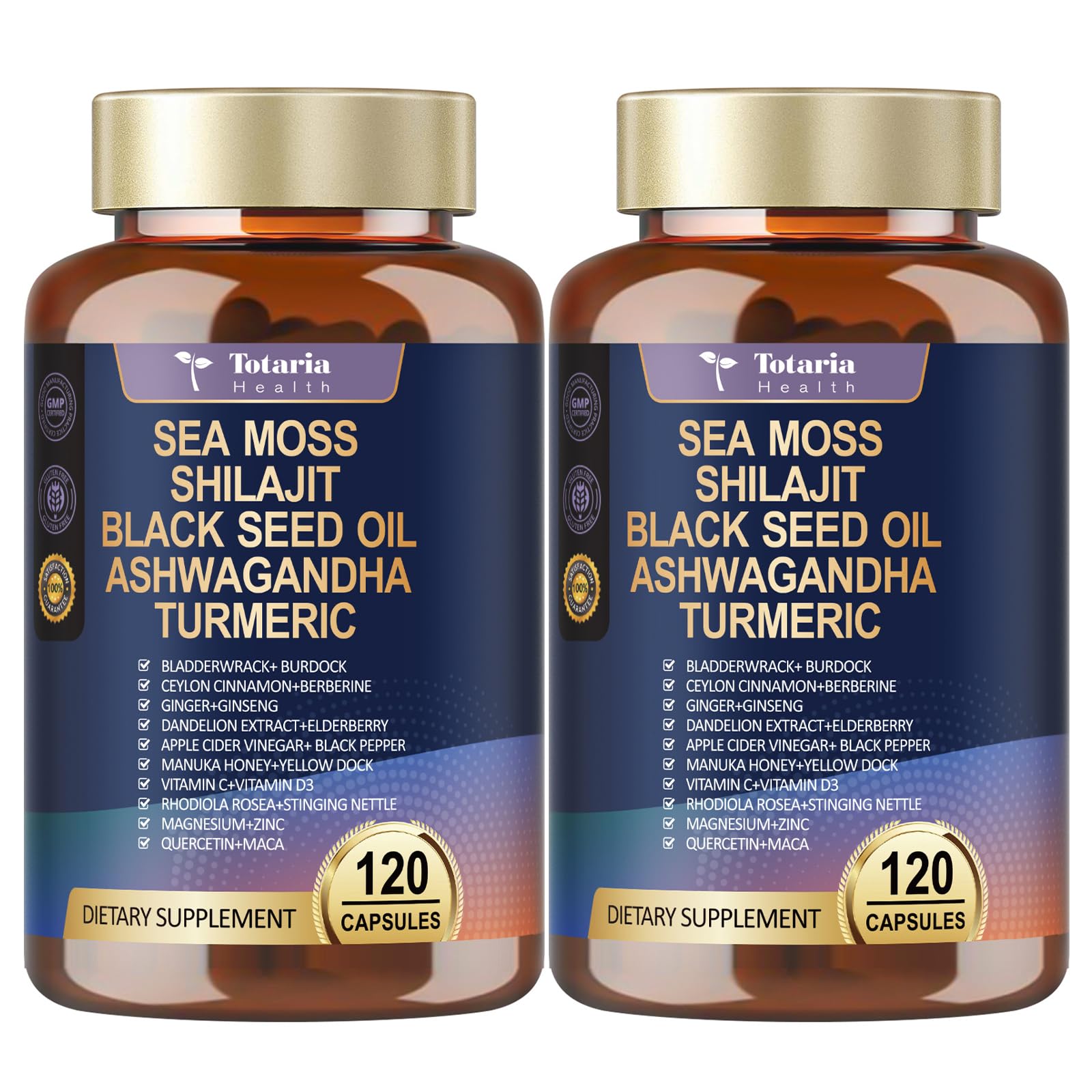 Totaria 25-in-1 Sea Moss Capsules front view of bottle