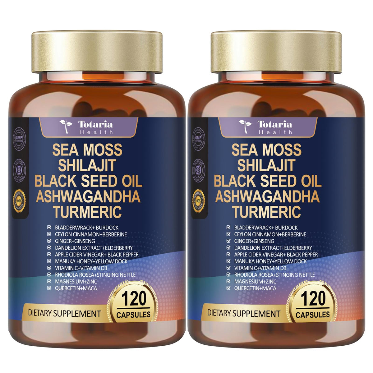 Totaria 25-in-1 Sea Moss Capsules front view of bottle