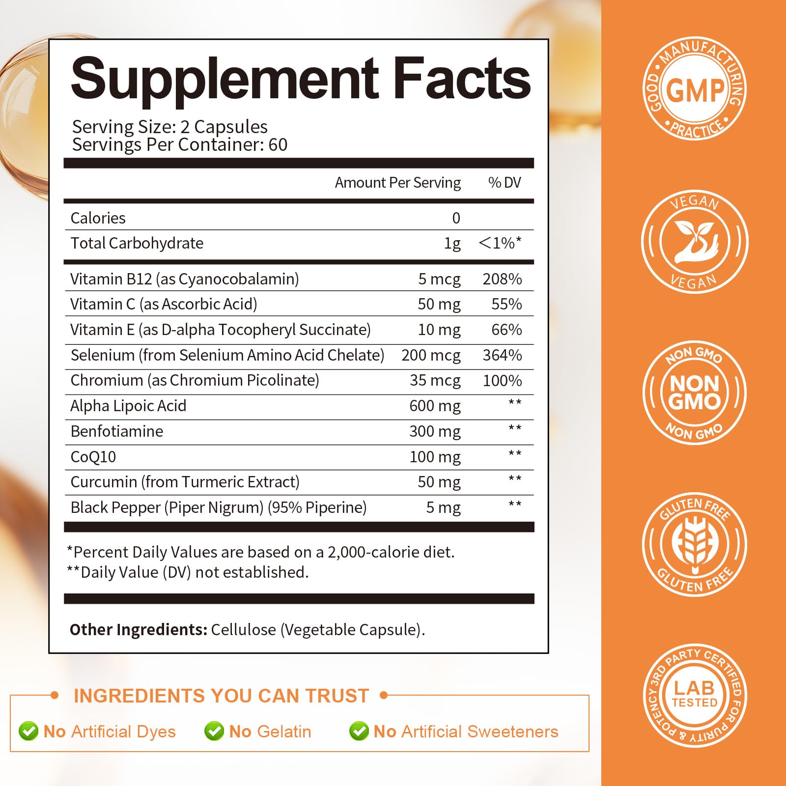 Totaria Alpha Lipoic Acid 600 mg supplement with turmeric and black pepper