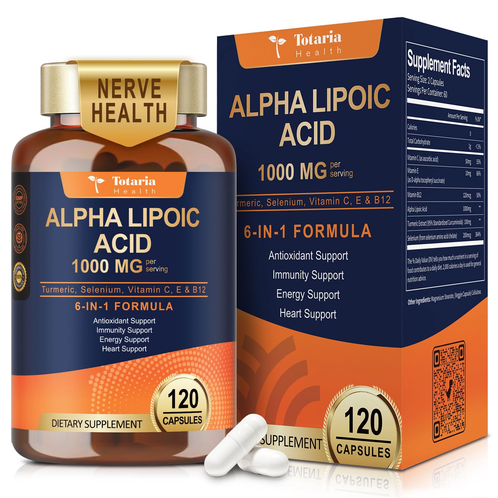 Totaria Alpha Lipoic Acid Capsules 1000mg front view