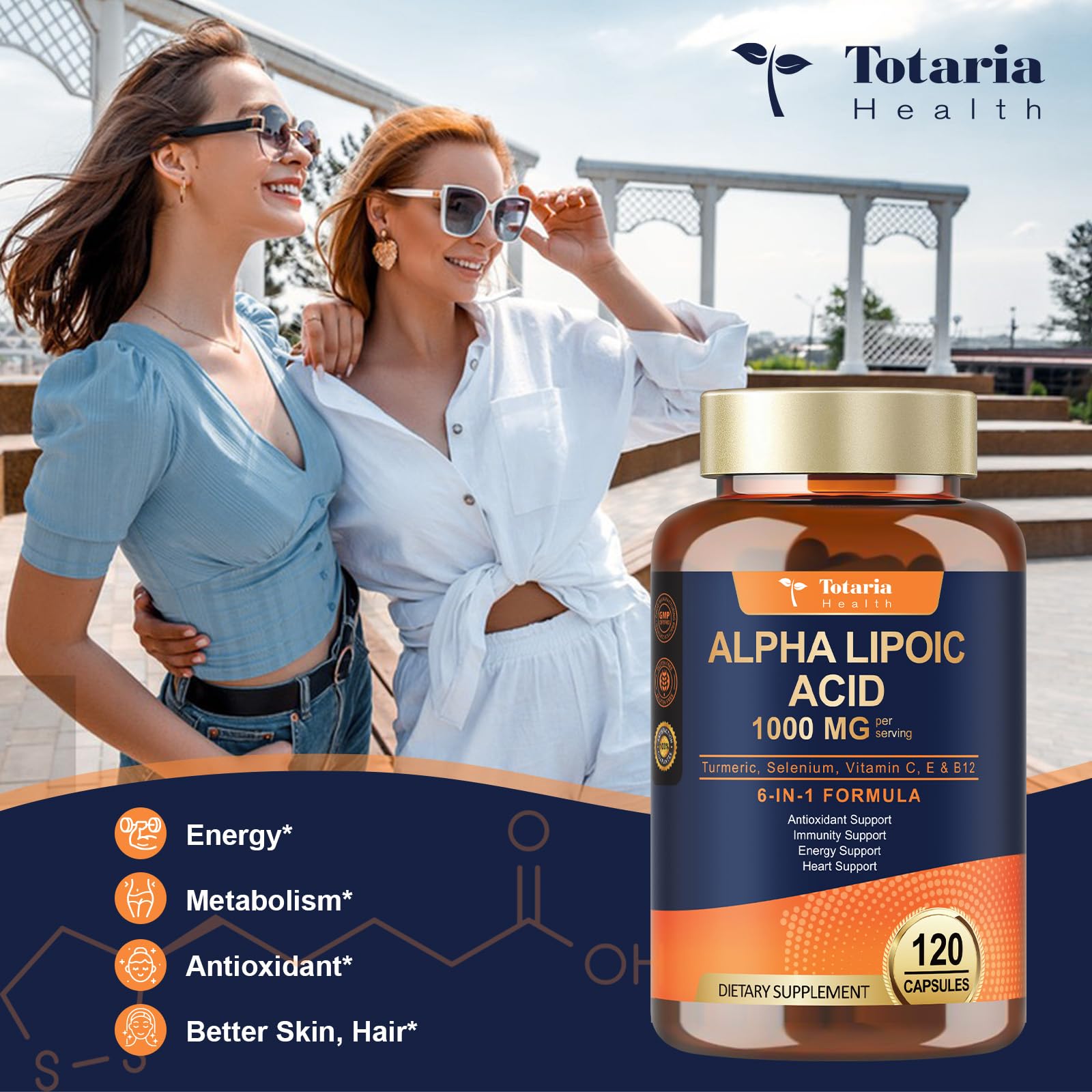 Totaria Alpha Lipoic Acid Capsules 1000mg with measuring spoon