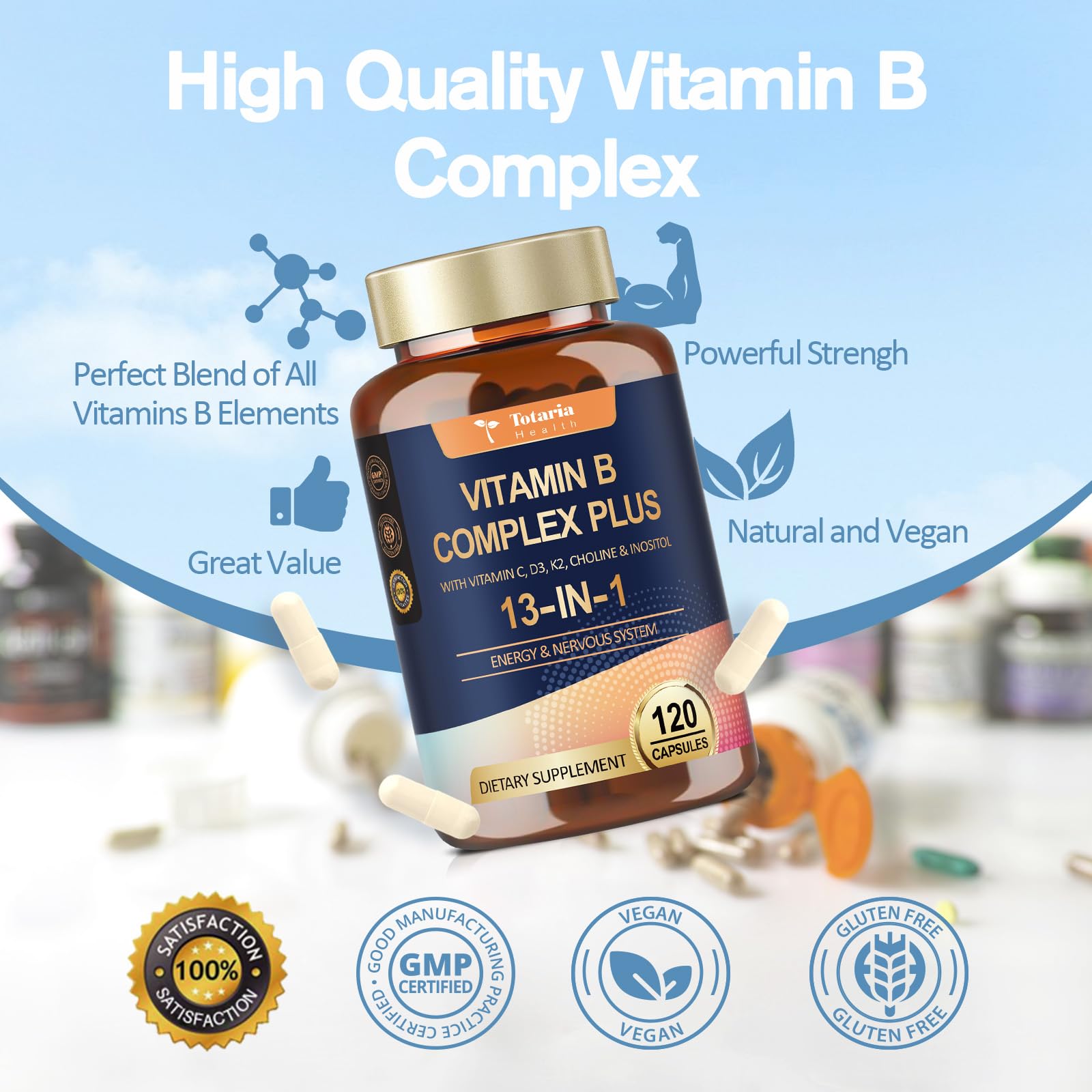 Totaria B-Complex 13-in-1 Vitamin Capsules close-up of capsules