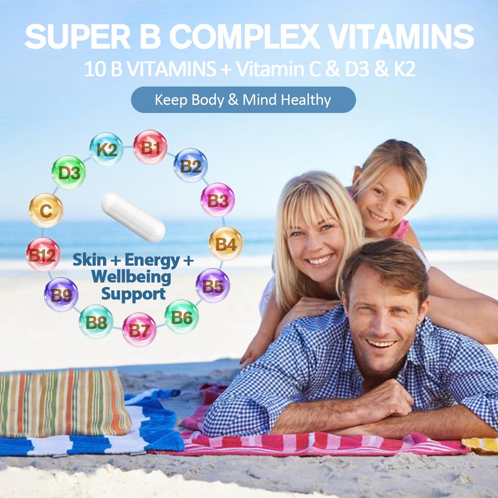 Totaria B-Complex 13-in-1 Vitamin Capsules with measuring spoon
