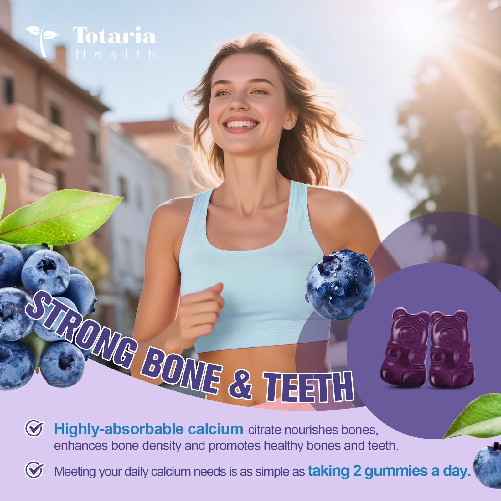 Totaria Calcium Citrate Gummies back view with nutritional information