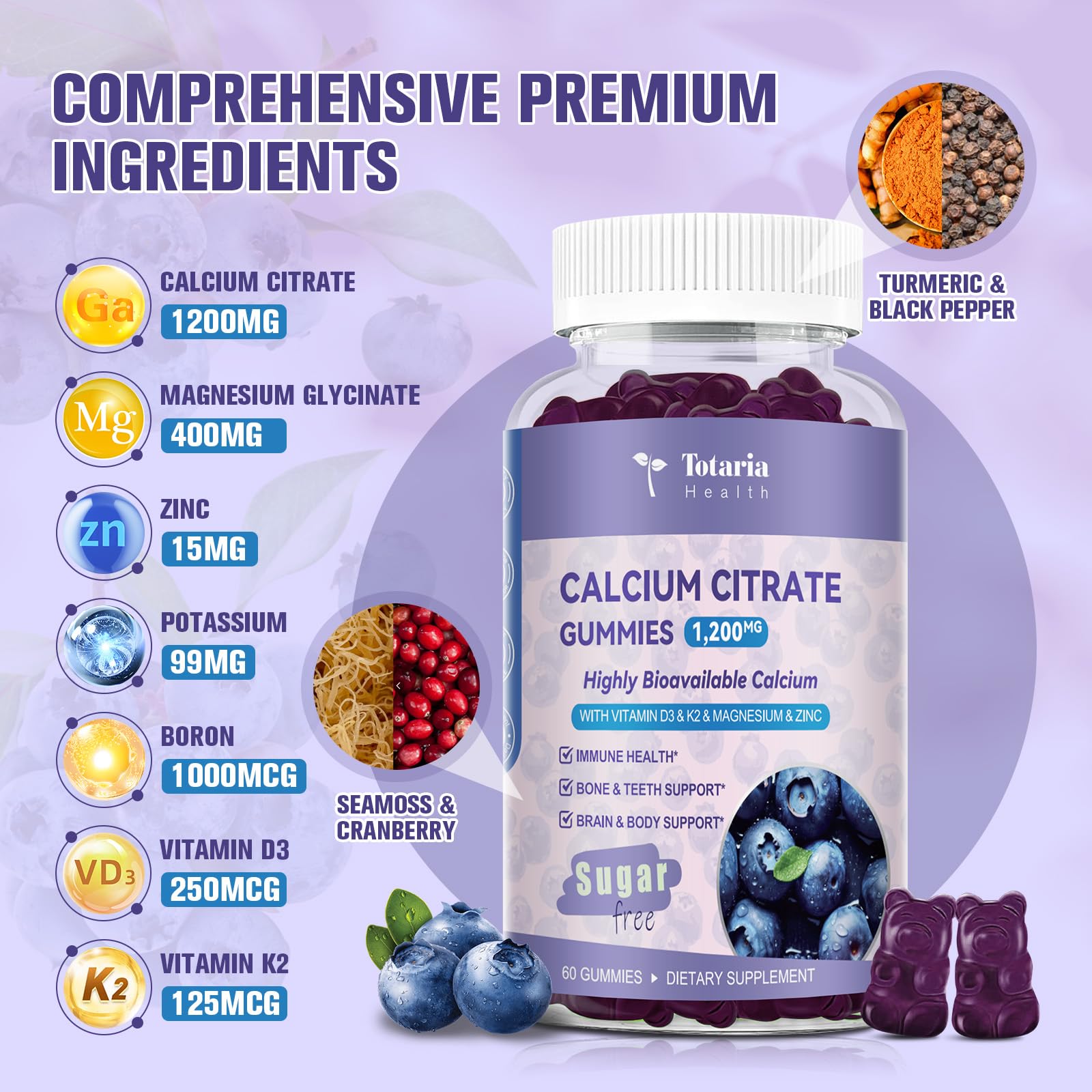 Totaria Calcium Citrate Gummies side view showing gummy texture